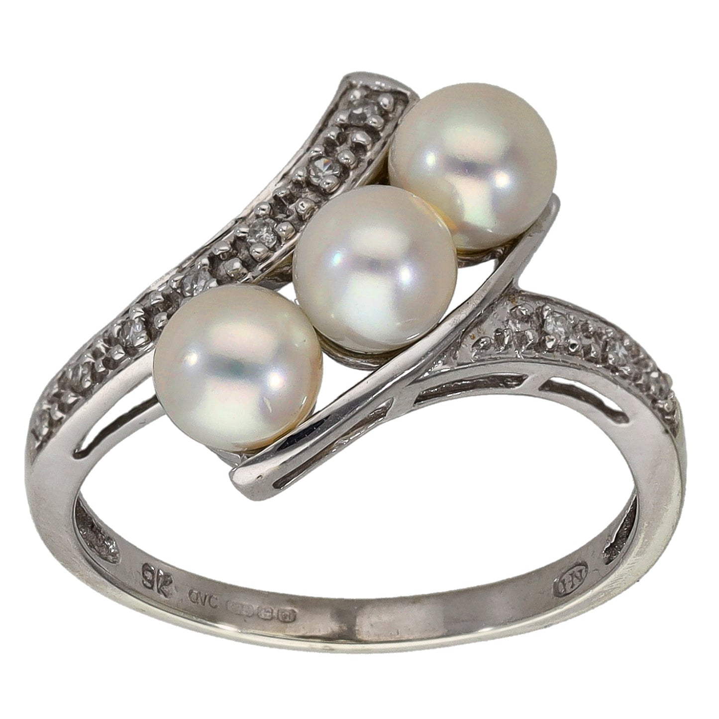 9ct White Gold 0.07ct Diamond Dress/Cocktail Ring Size M
