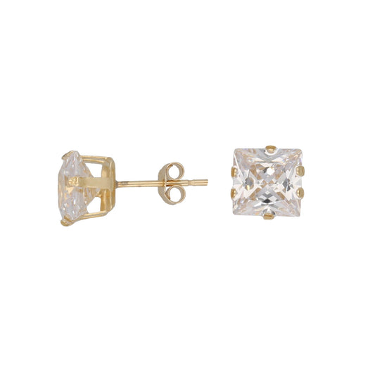 9ct Gold Cubic Zirconia Square Stud Earrings