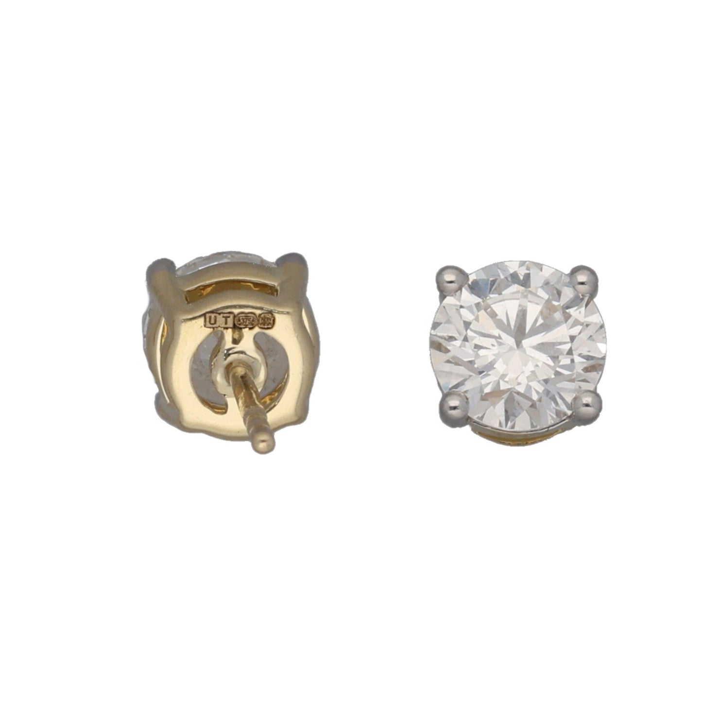 New 9ct Gold 2.00ct Laboratory-Grown Diamond Solitaire Earrings