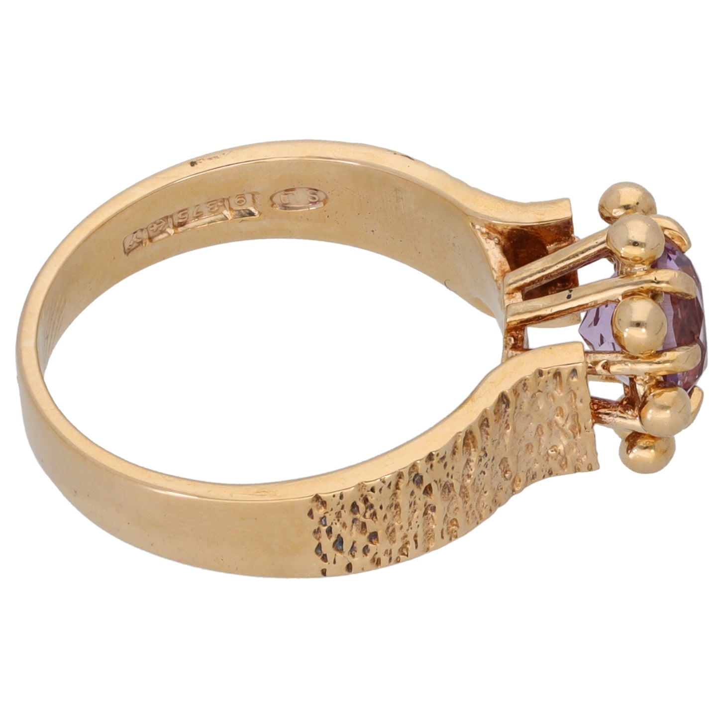 9ct Gold Amethyst Single Stone Ring Size L