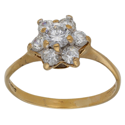 9ct Gold Cubic Zirconia Cluster Ring Size N