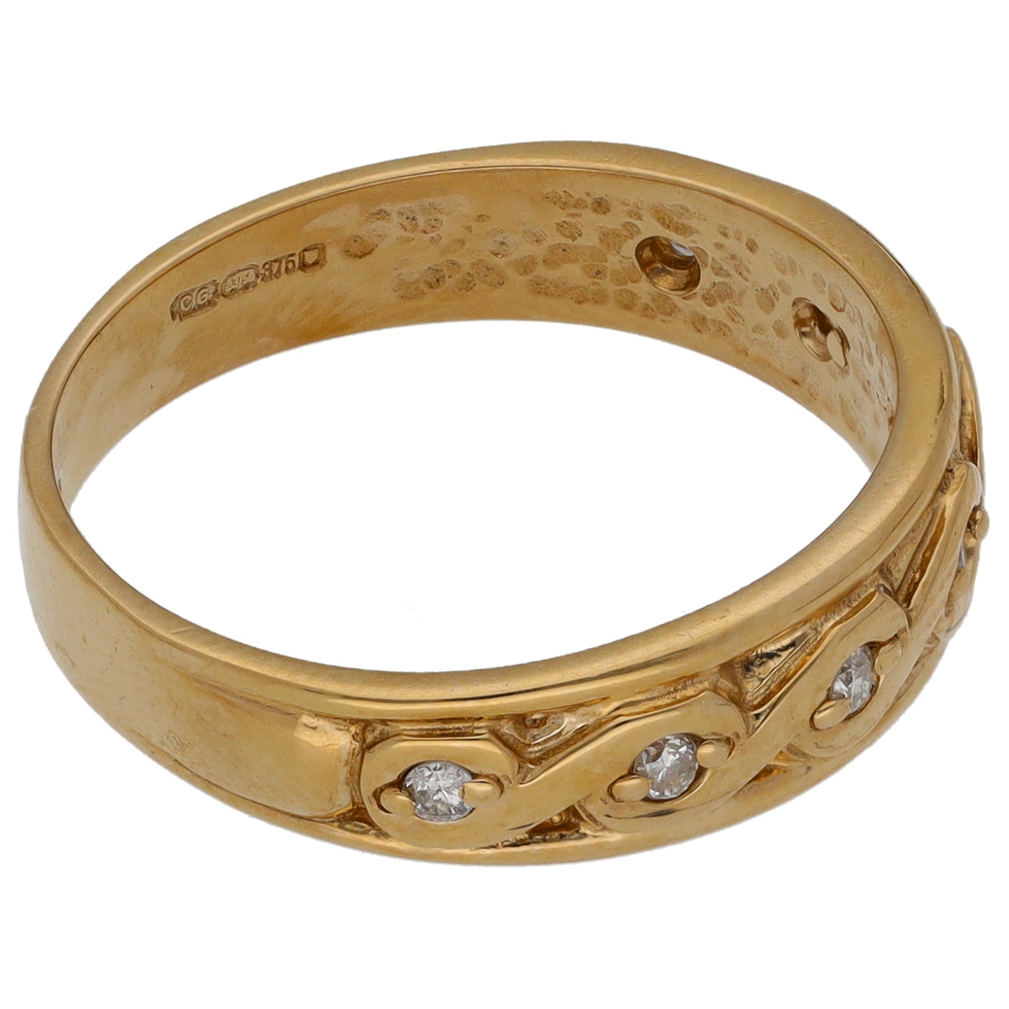 9ct Gold 0.07ct Diamond Half Eternity Ring Size O
