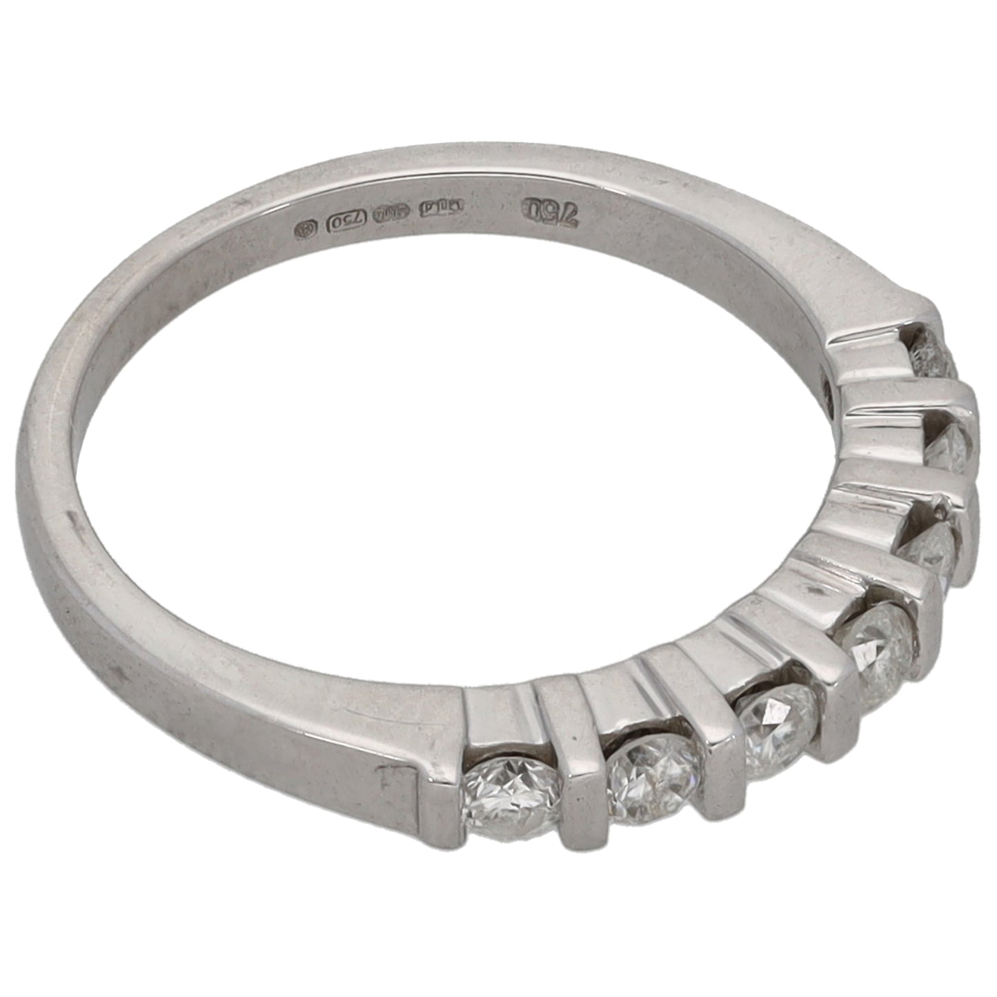 18ct White Gold 0.50ct Diamond Half Eternity Ring Size M