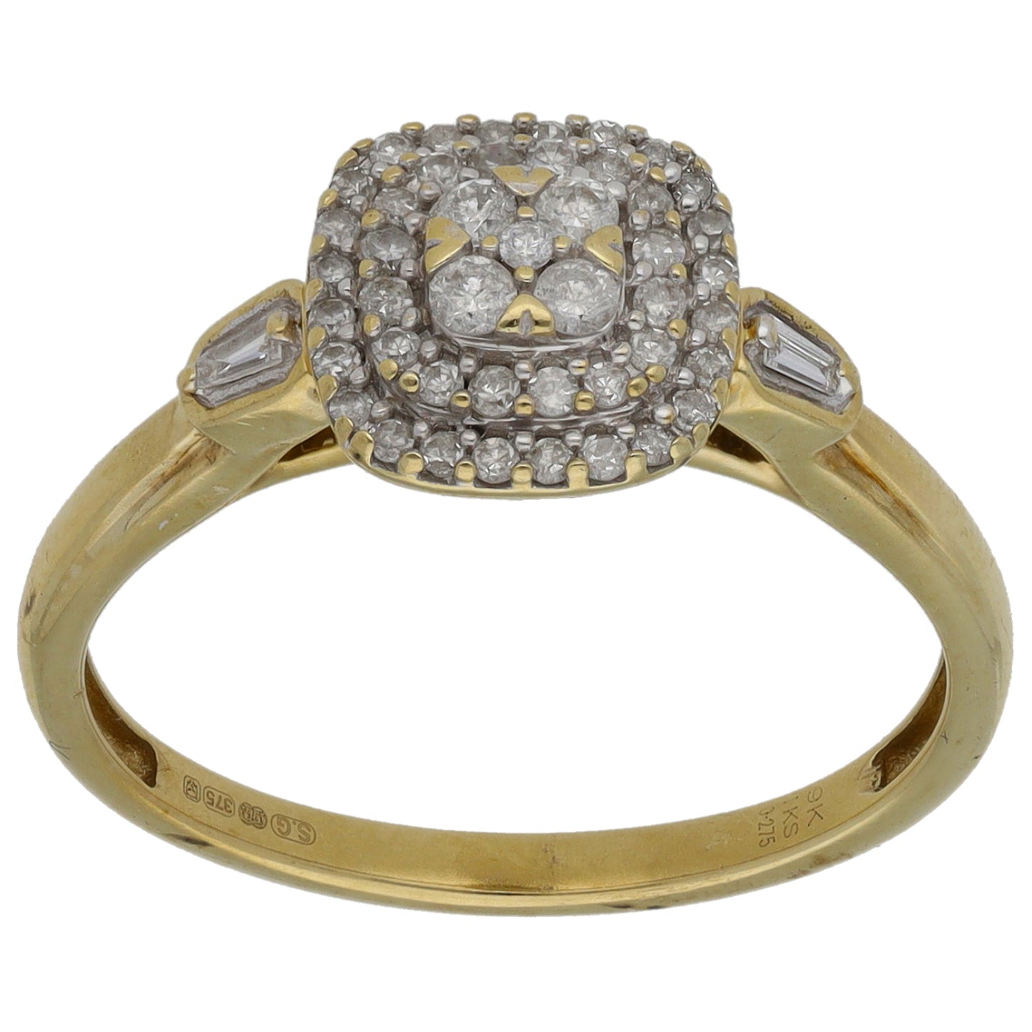9ct Gold 0.275ct Diamond Cluster Ring Size O