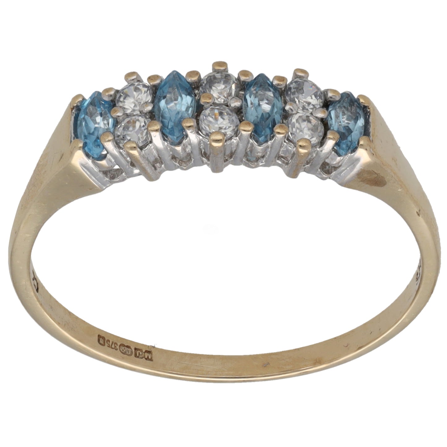 9ct Gold Topaz & Cubic Zirconia Half Eternity Ring Size V
