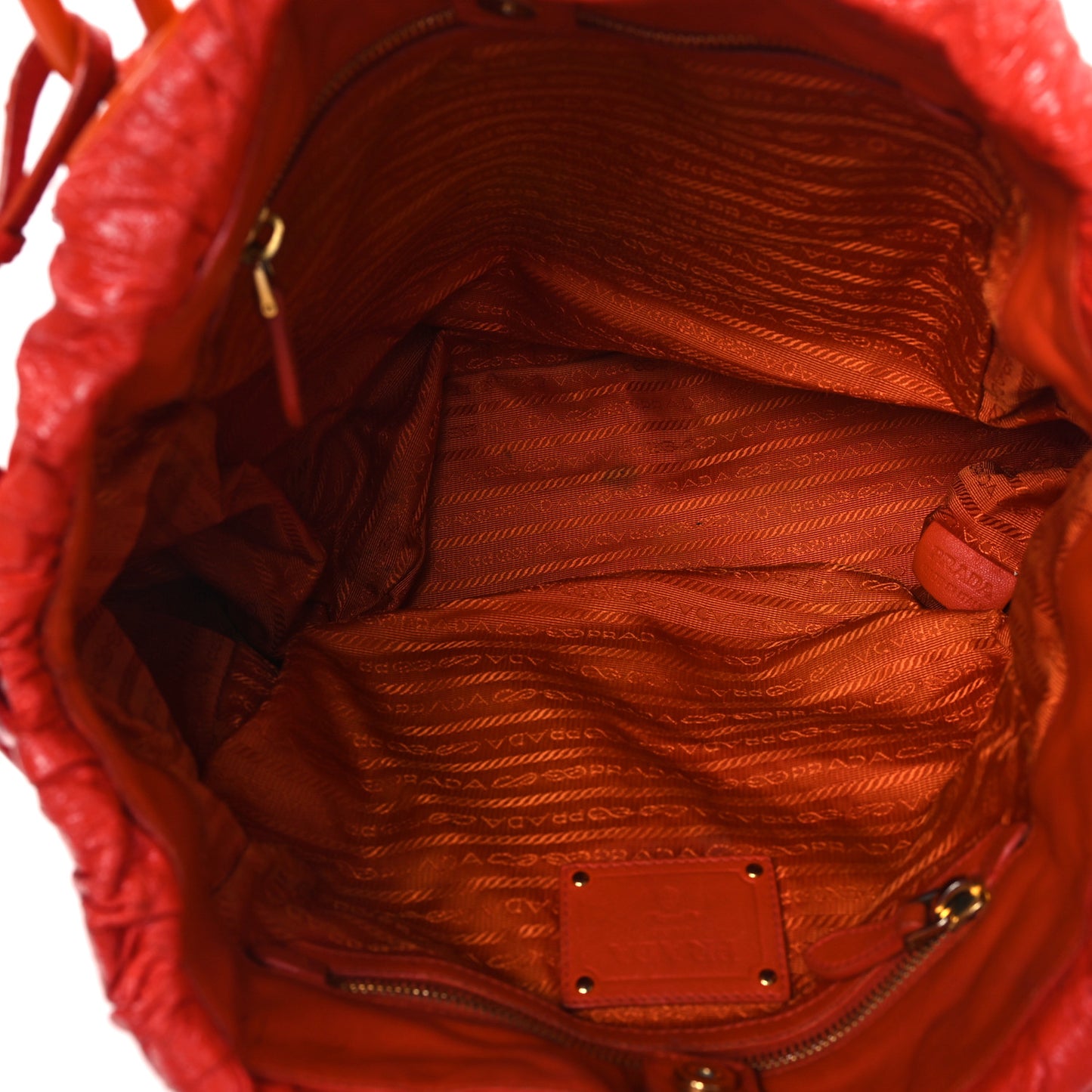 Prada Vernice Gaufre Patent Leather Bag - Orange