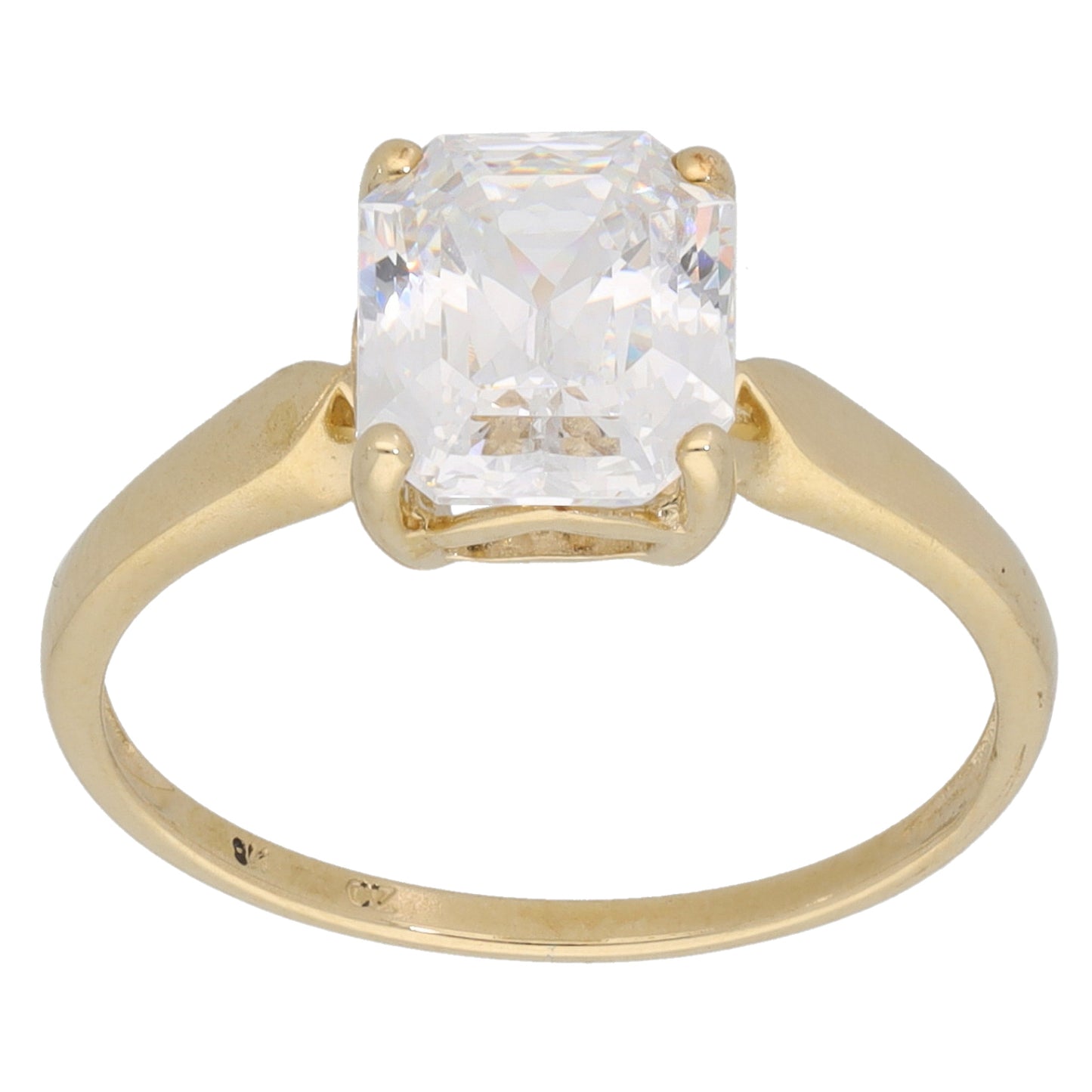9ct Gold Cubic Zirconia Single Stone Ring Size M