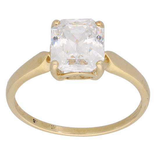 9ct Gold Cubic Zirconia Single Stone Ring Size M