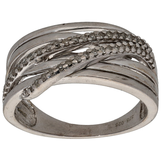 9ct White Gold 0.25ct Diamond Dress/Cocktail Ring Size O