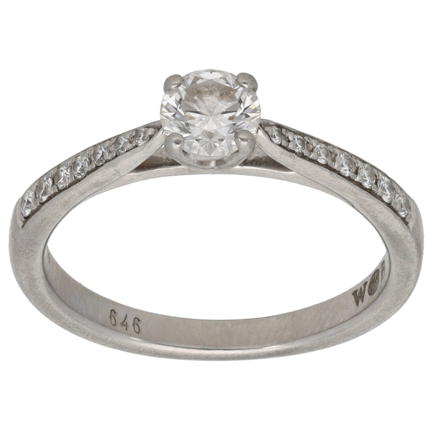 Platinum 0.50ct Diamond Solitaire Ring With Accent Stones Size K