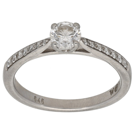 Platinum 0.50ct Diamond Solitaire Ring With Accent Stones Size K