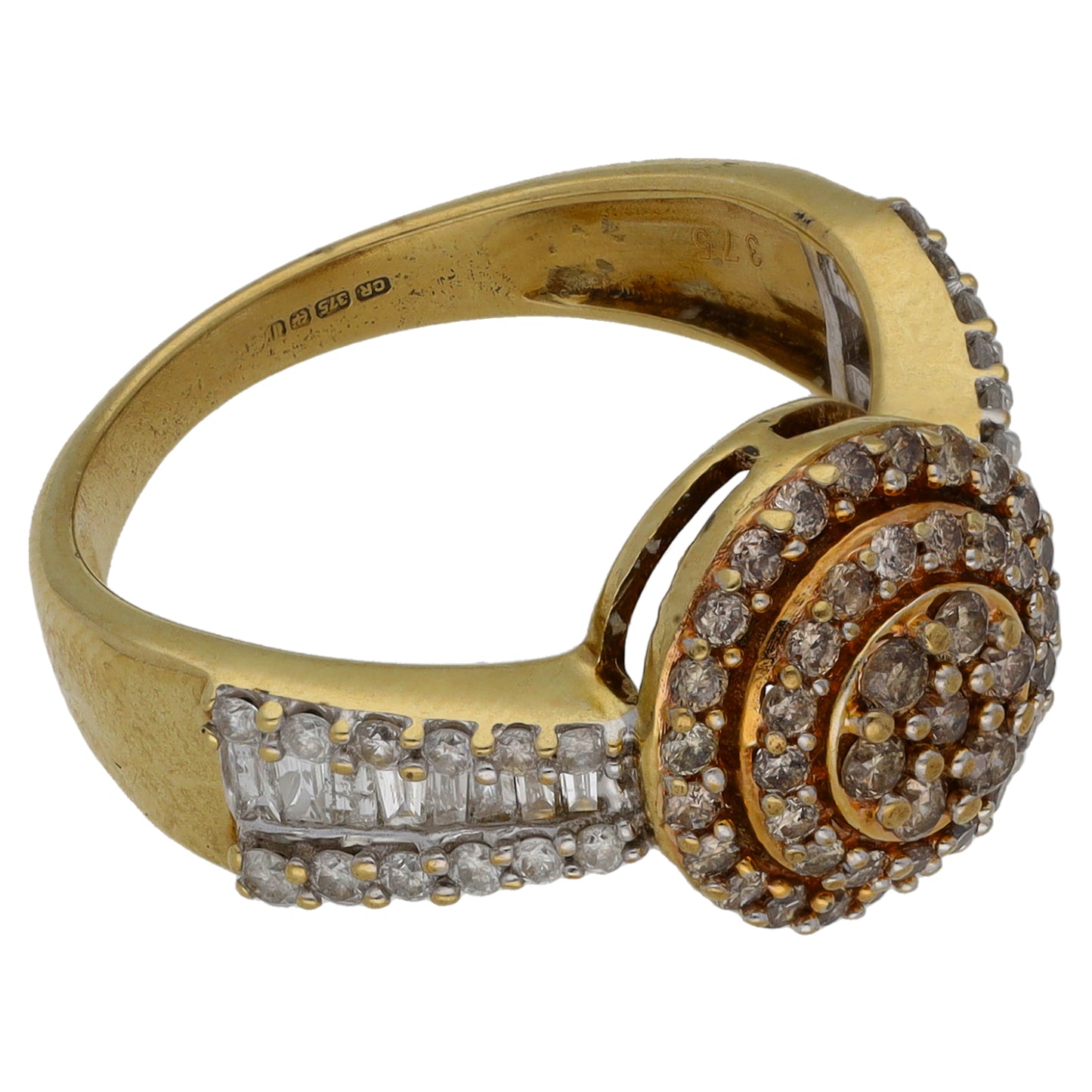 9ct Gold 0.90ct Diamond Cluster Ring Size N