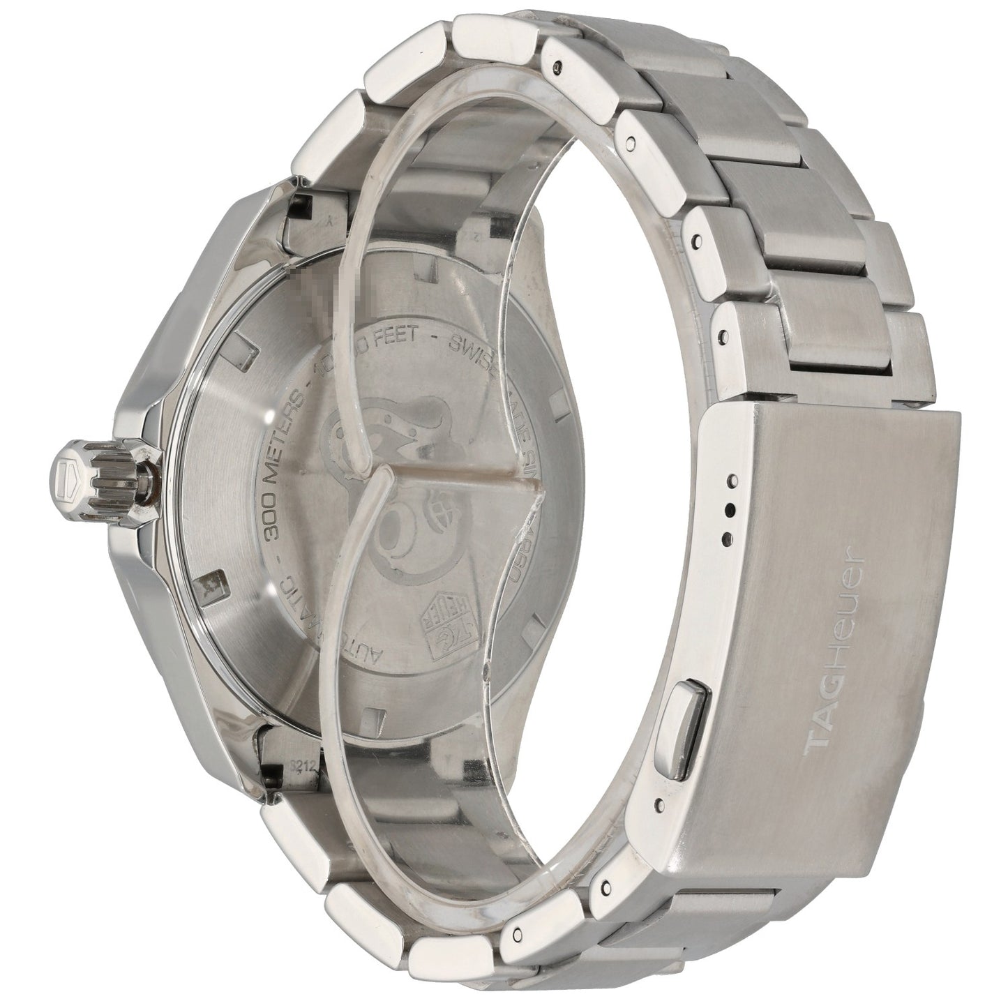 Tag Heuer Aquaracer WAY2113, stainless steel bracelet and case, rear and clasp image