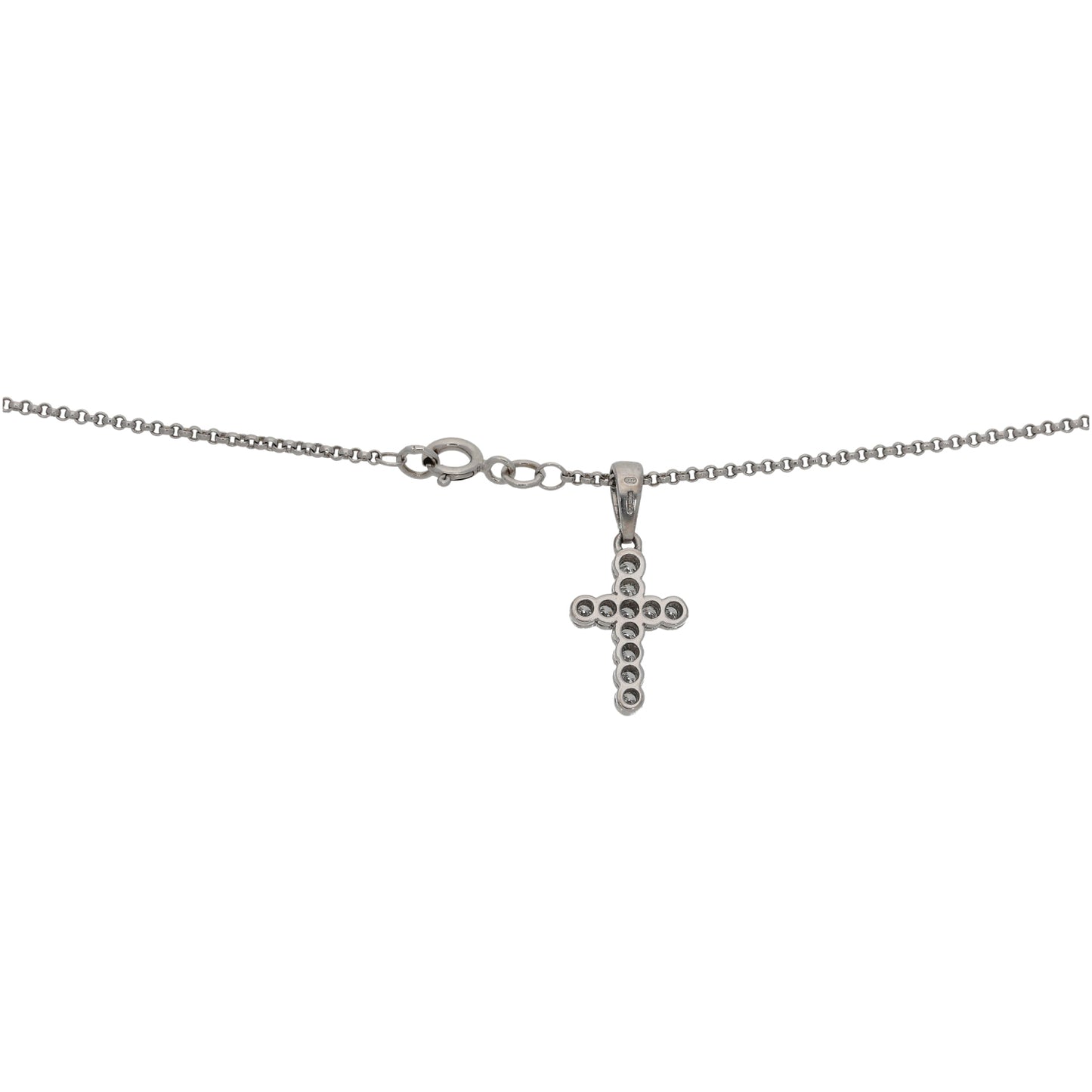 18ct White Gold 0.03ct Diamond Cross Pendant With Chain