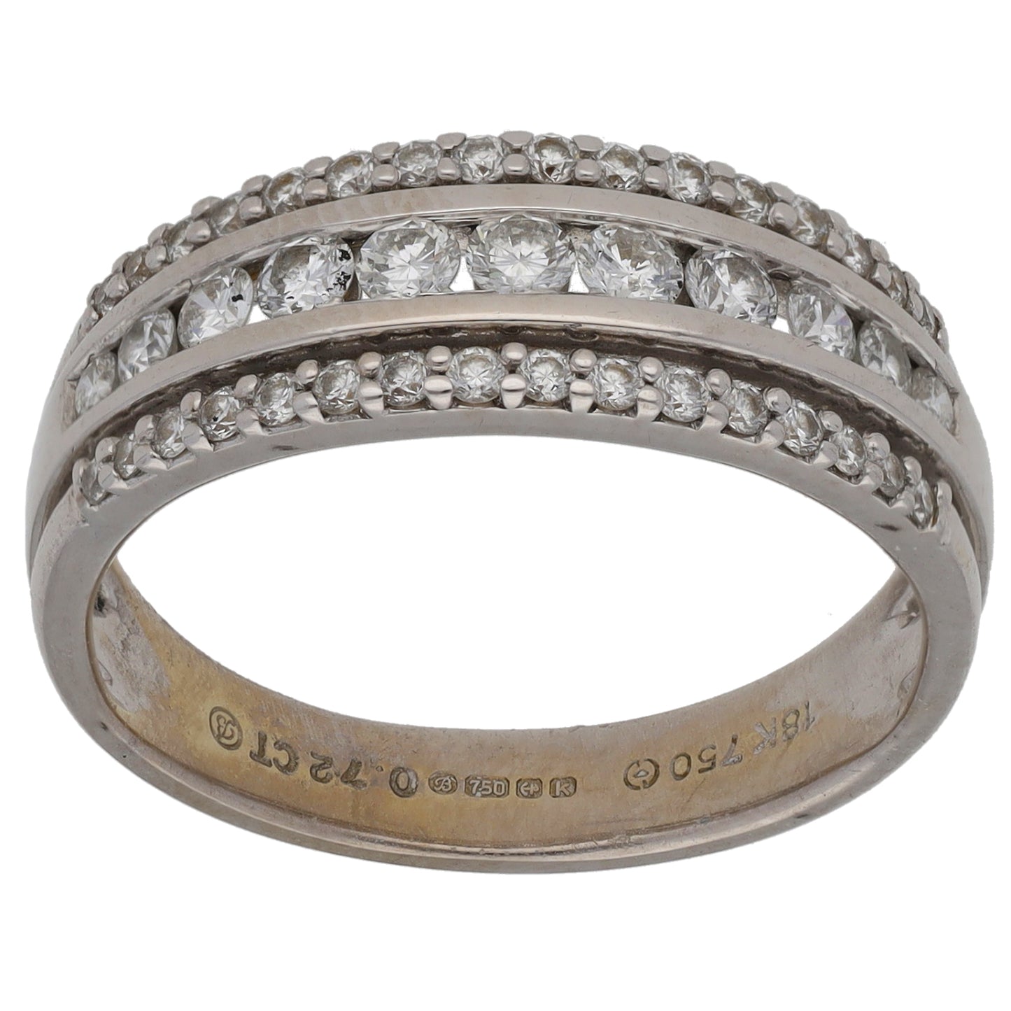 18ct Gold 0.72ct Diamond Half Eternity Ring Size Q