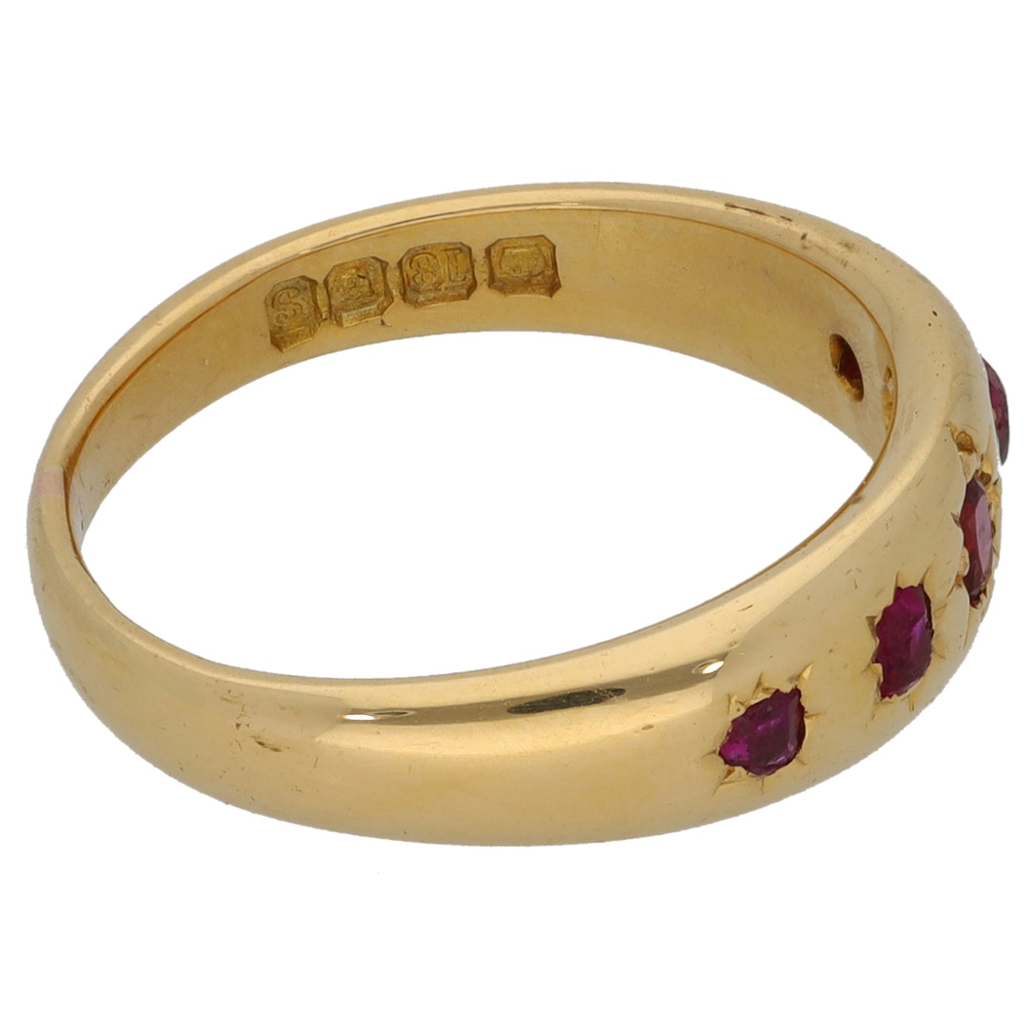 18ct Gold Ruby Half Eternity Ring Size L