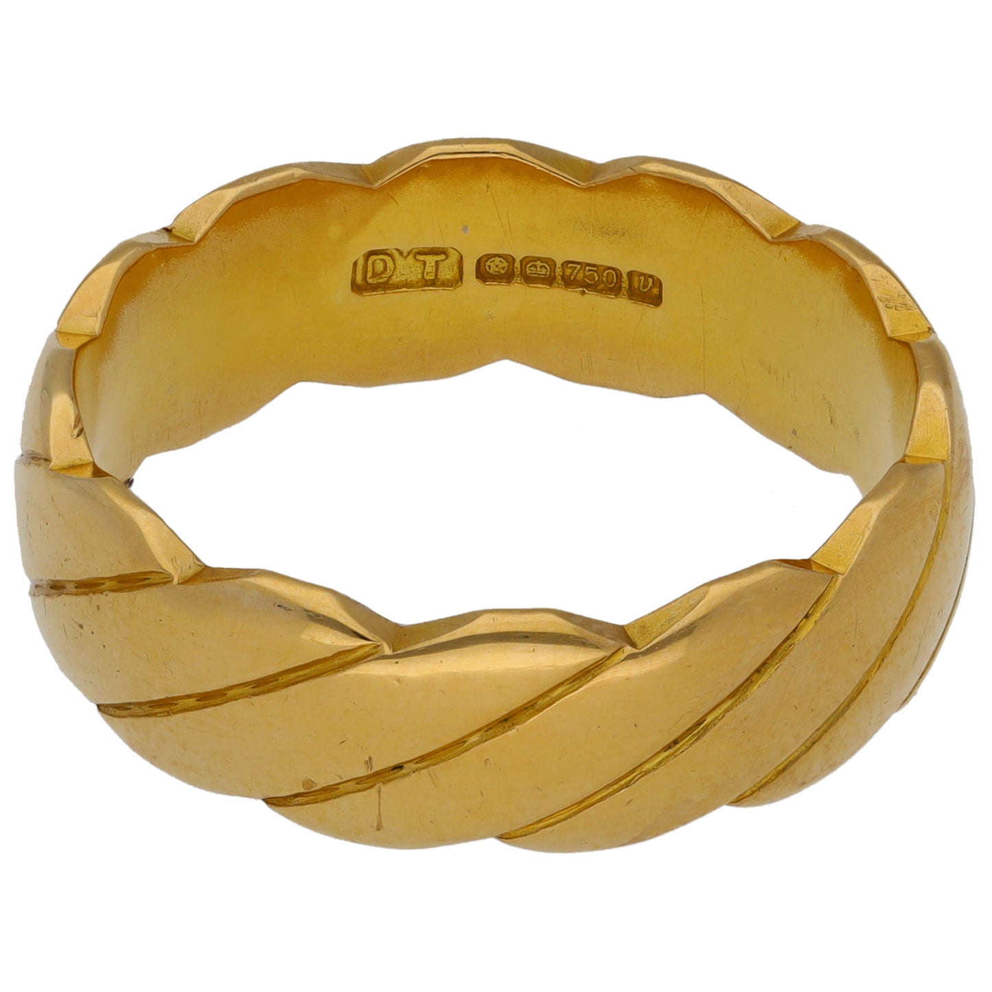 18ct Gold Patterned Wedding Ring Size U