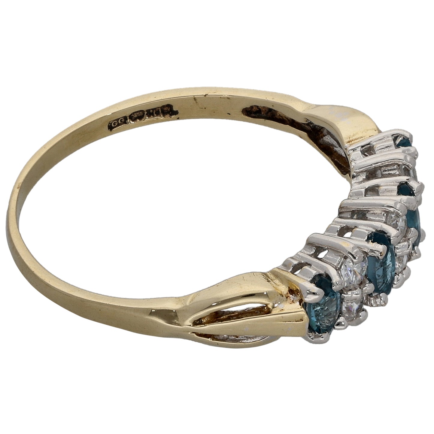 9ct Gold Topaz & Cubic Zirconia Half Eternity Ring Size P