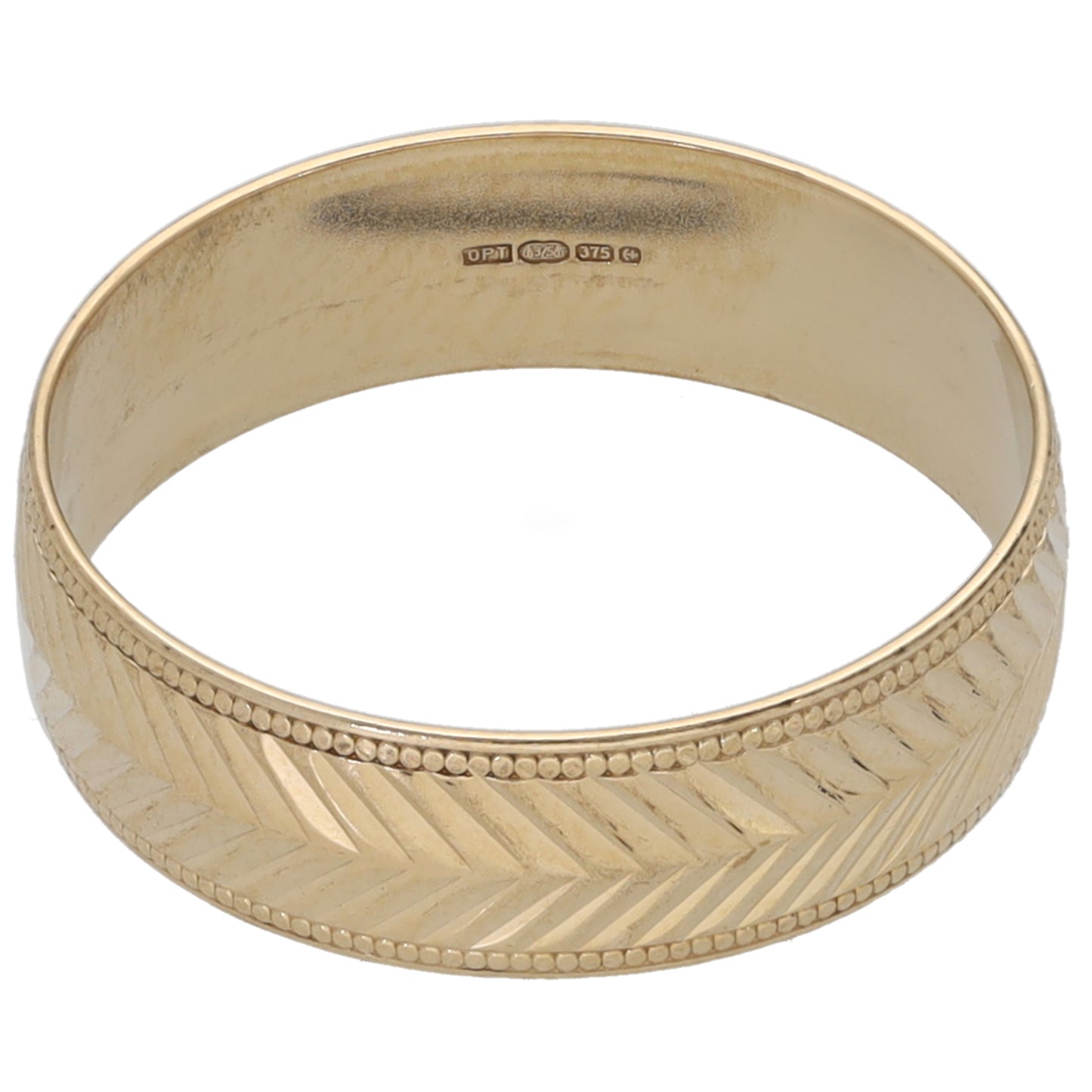 9ct Gold Patterned Wedding Ring Size R