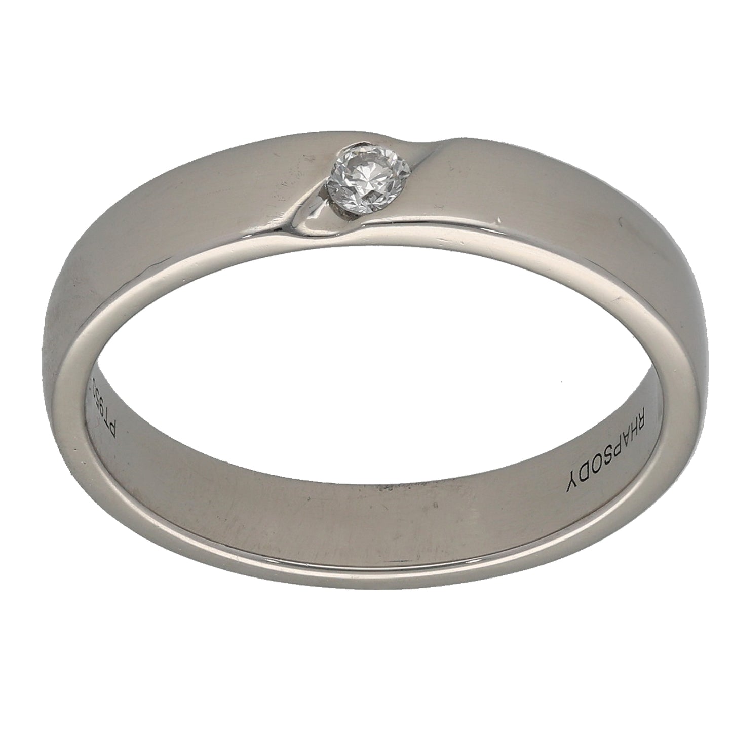 Platinum 0.07ct Diamond Wedding Ring Size Q