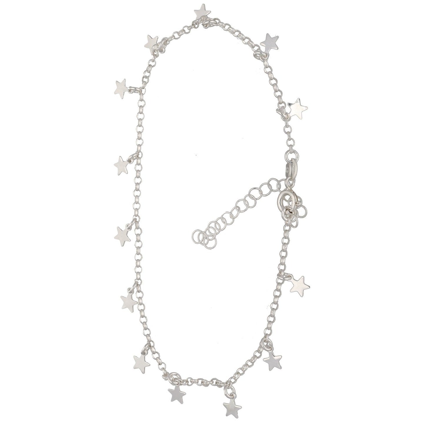 New Sterling Silver Multi Star Anklet