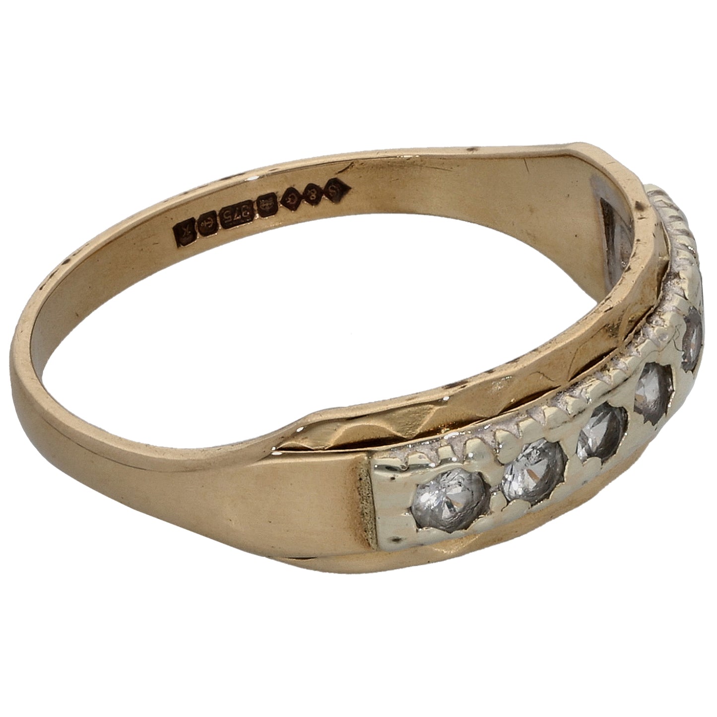 9ct Gold Cubic Zirconia Half Eternity Ring Size N