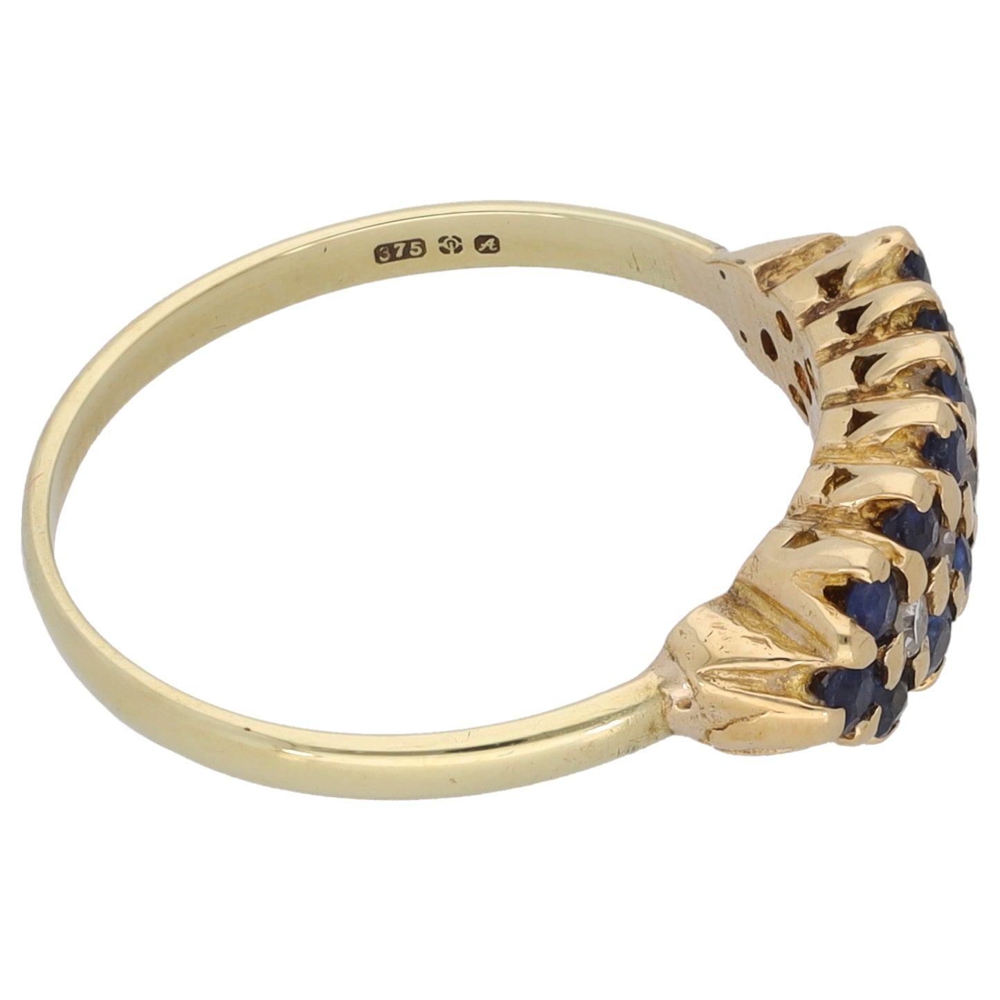 9ct Gold Sapphire & 0.10ct Diamond Dress/Cocktail Ring Size L