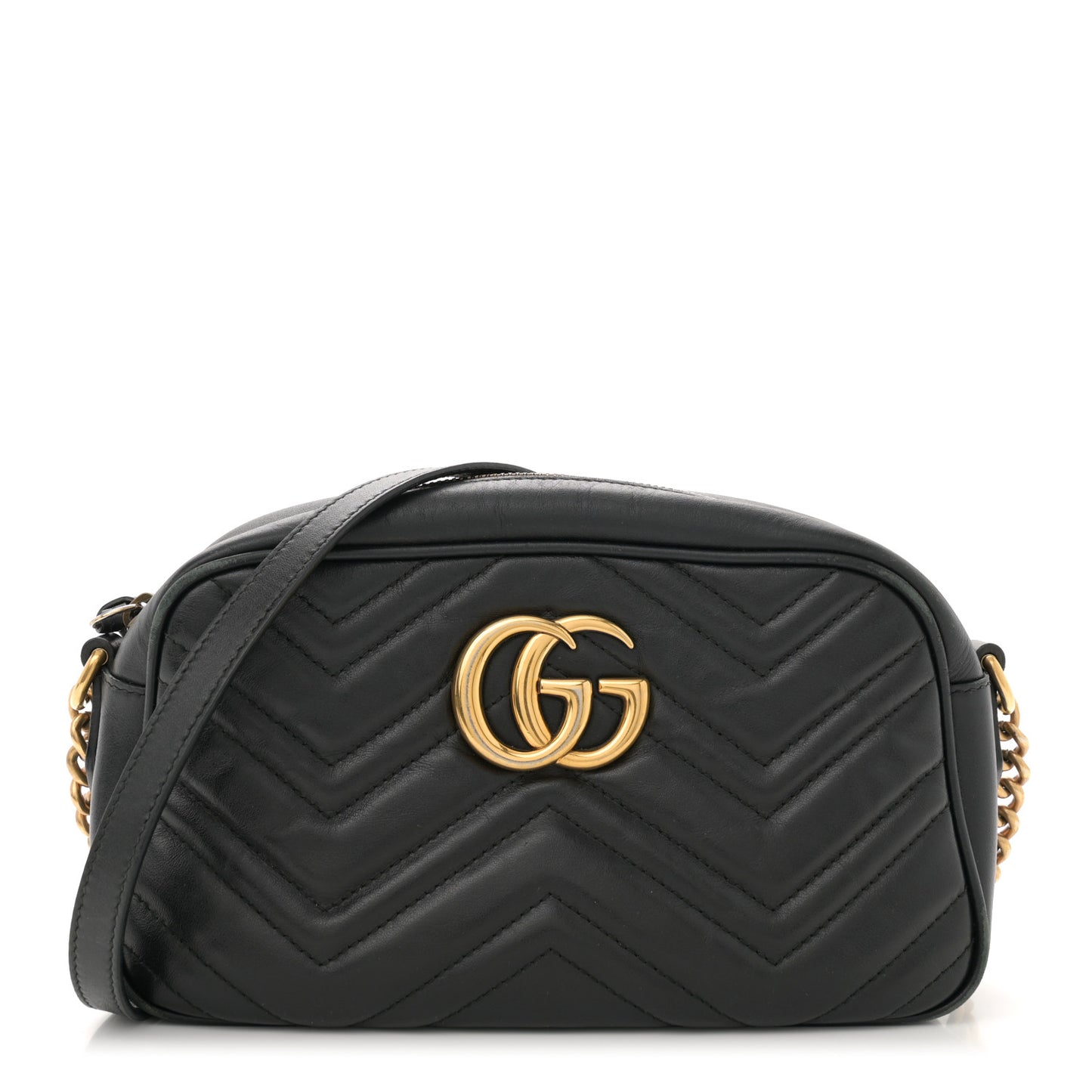 Gucci GG Marmont Small Calfskin Matelasse Leather Bag - Black