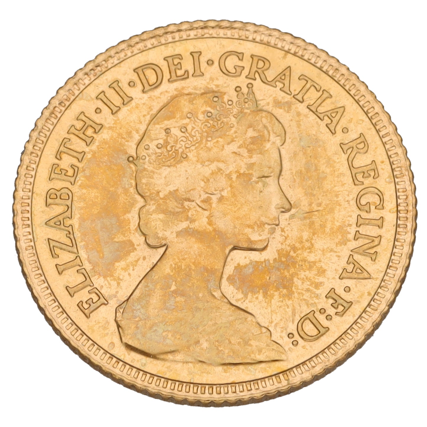 22ct Gold Queen Elizabeth II Half Sovereign Coin 1982