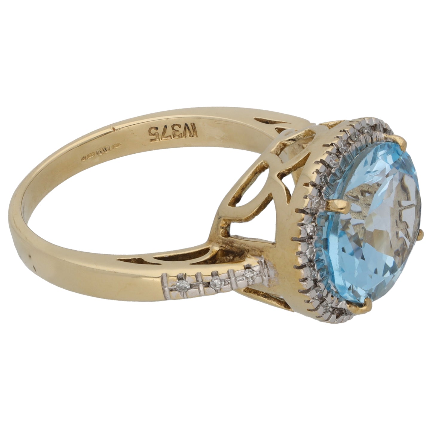 9ct Gold 0.28ct Diamond & Topaz Dress/Cocktail Ring Size O