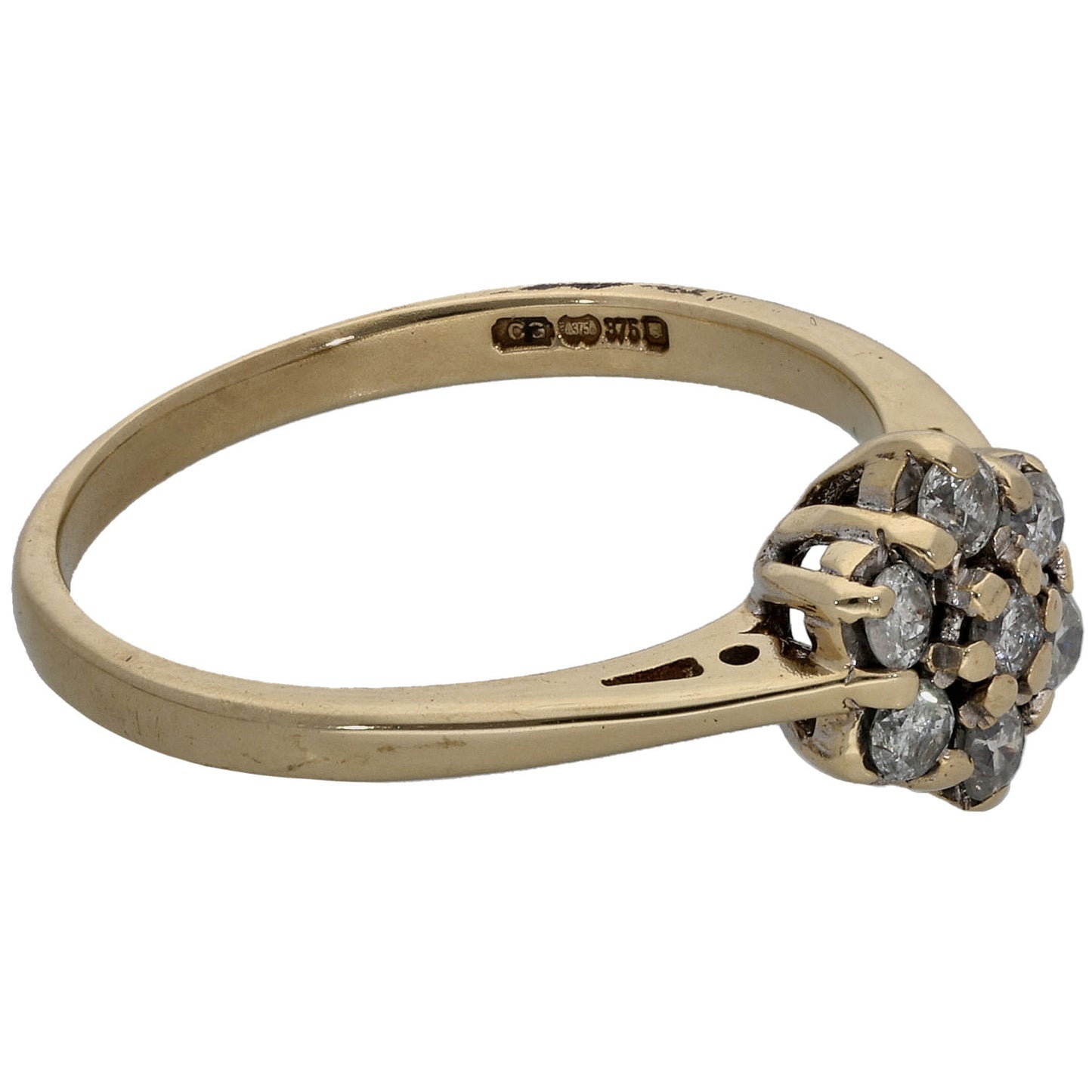 9ct Gold 0.25ct Diamond Cluster Ring Size L