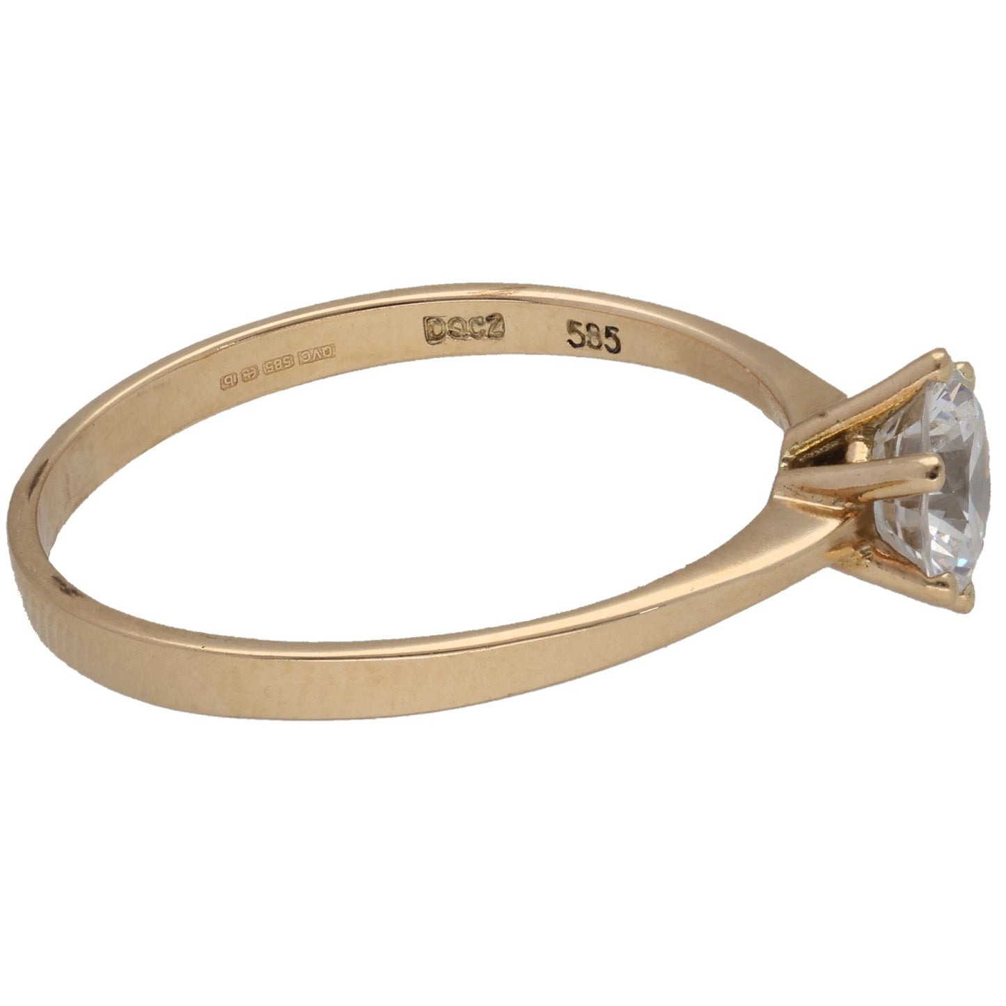 14ct Gold Cubic Zirconia Single Stone Ring Size V
