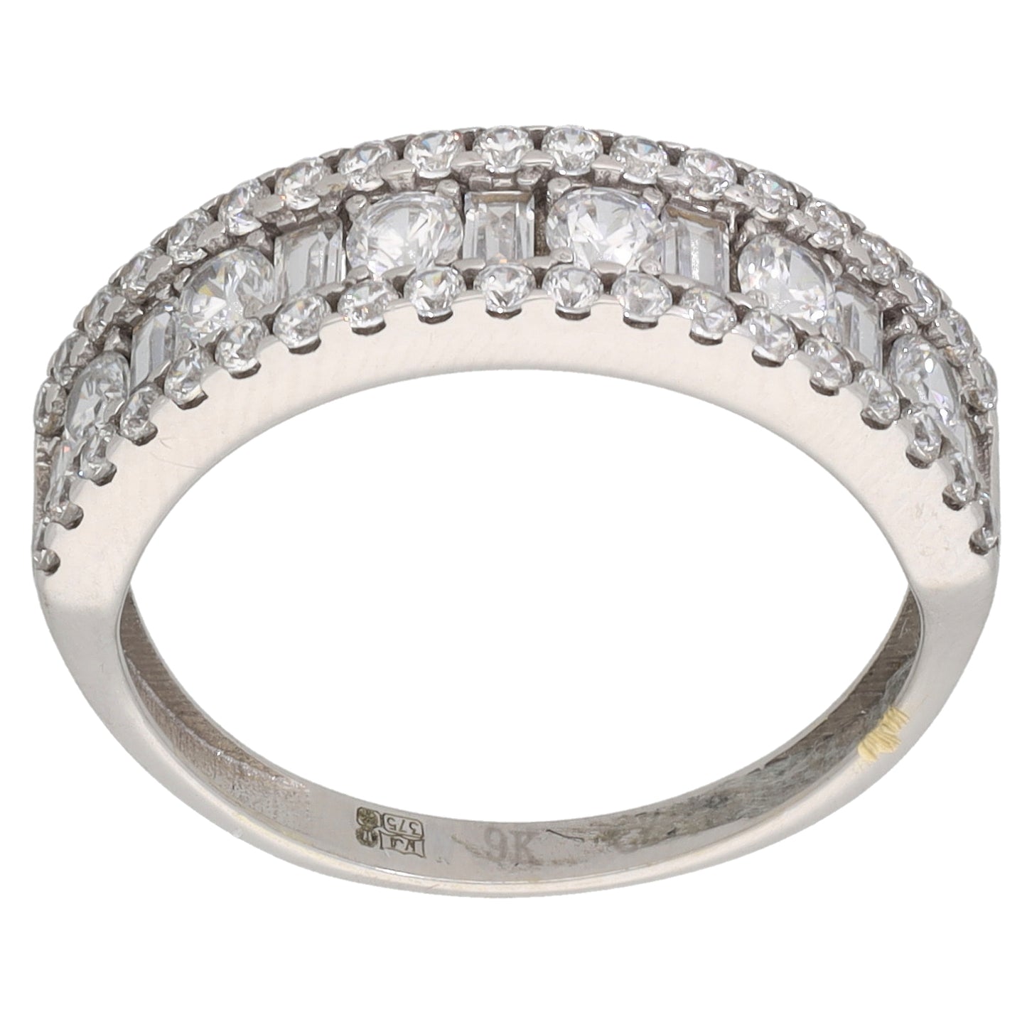 9ct White Gold Cubic Zirconia Half Eternity Ring Size N