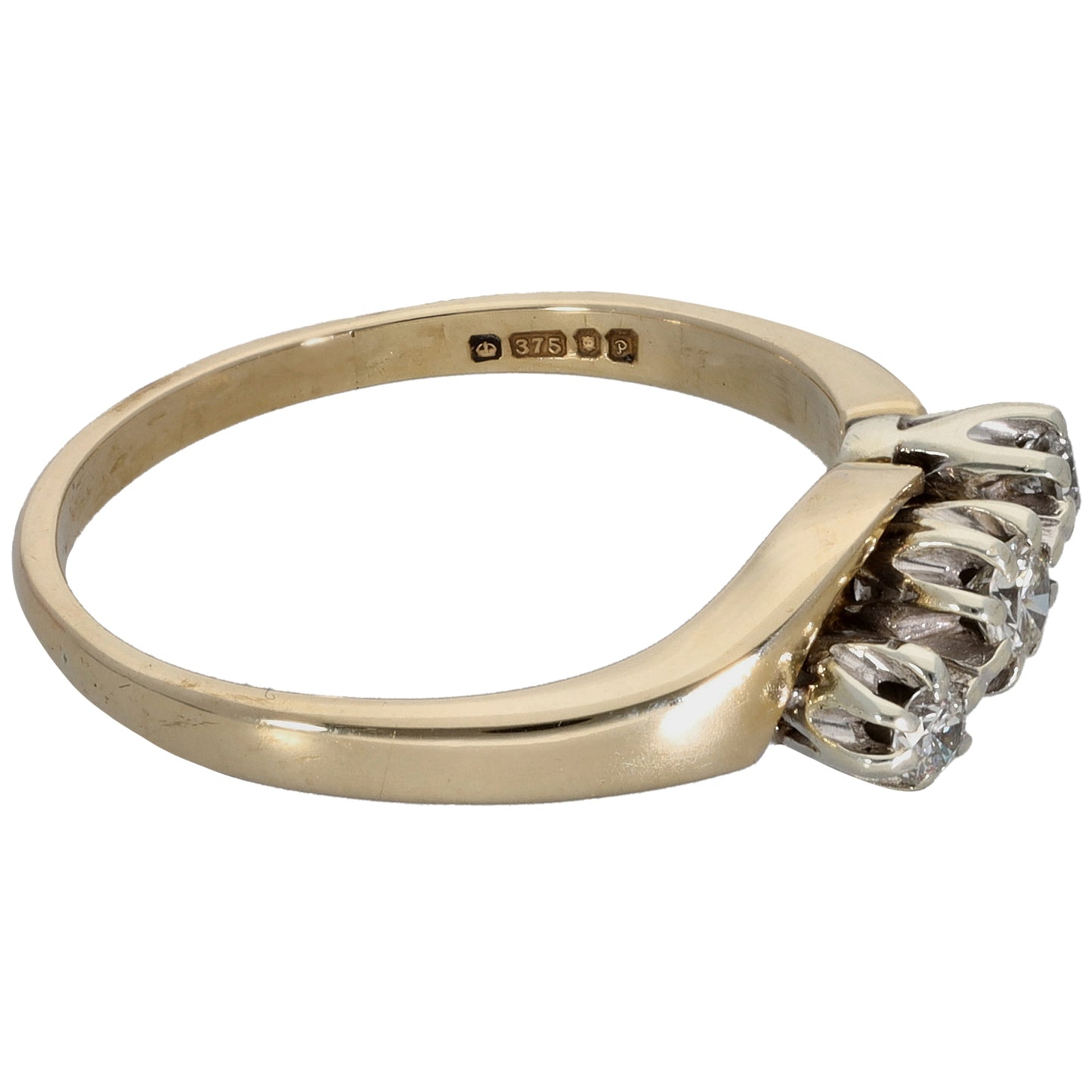 9ct Gold 0.16ct Diamond Trilogy Ring Size M