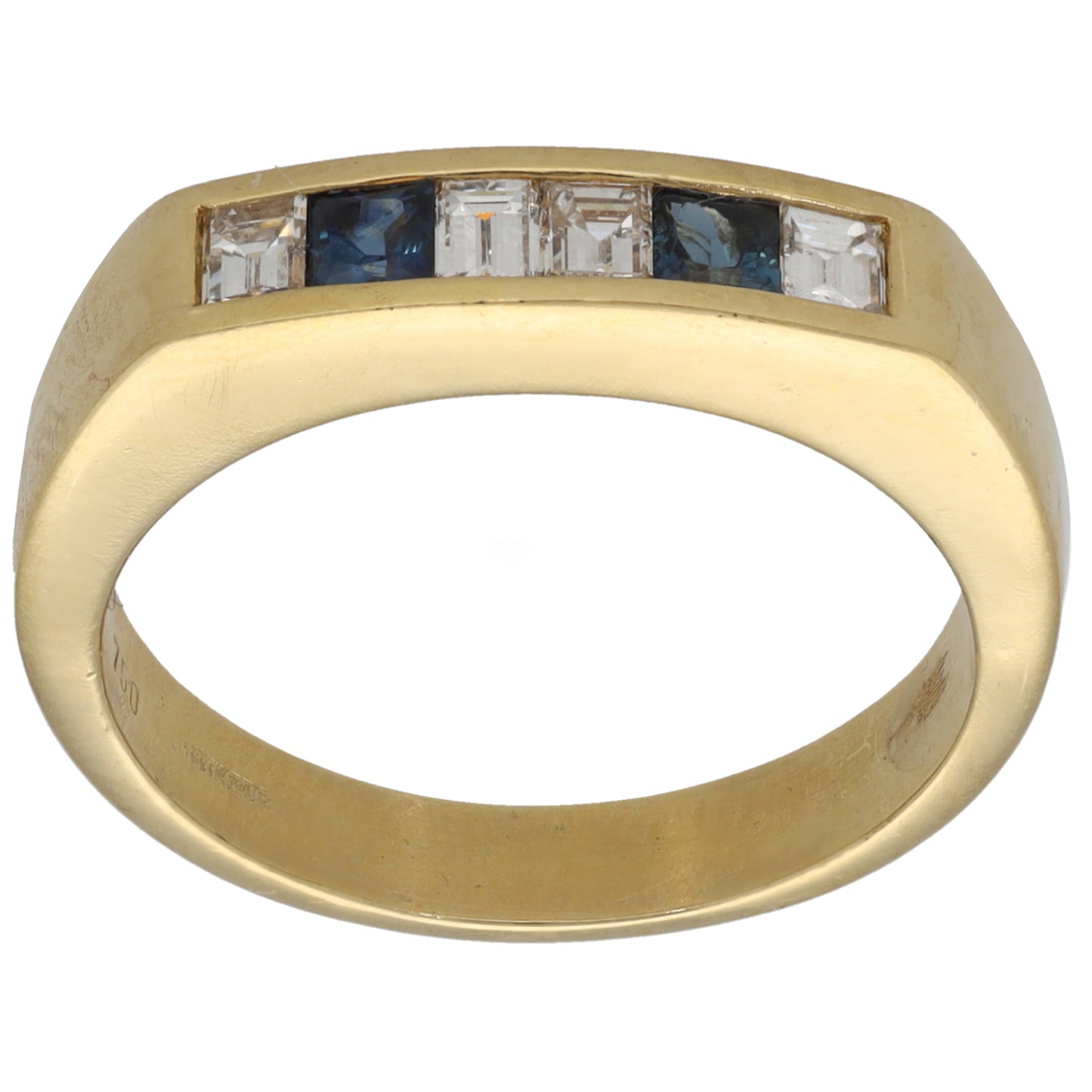 18ct Gold Sapphire & 0.40ct Diamond Half Eternity Ring Size R