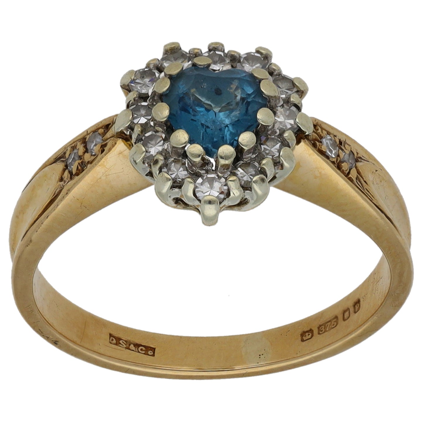 9ct Gold 0.14ct Diamond & Topaz Dress/Cocktail Ring Size K