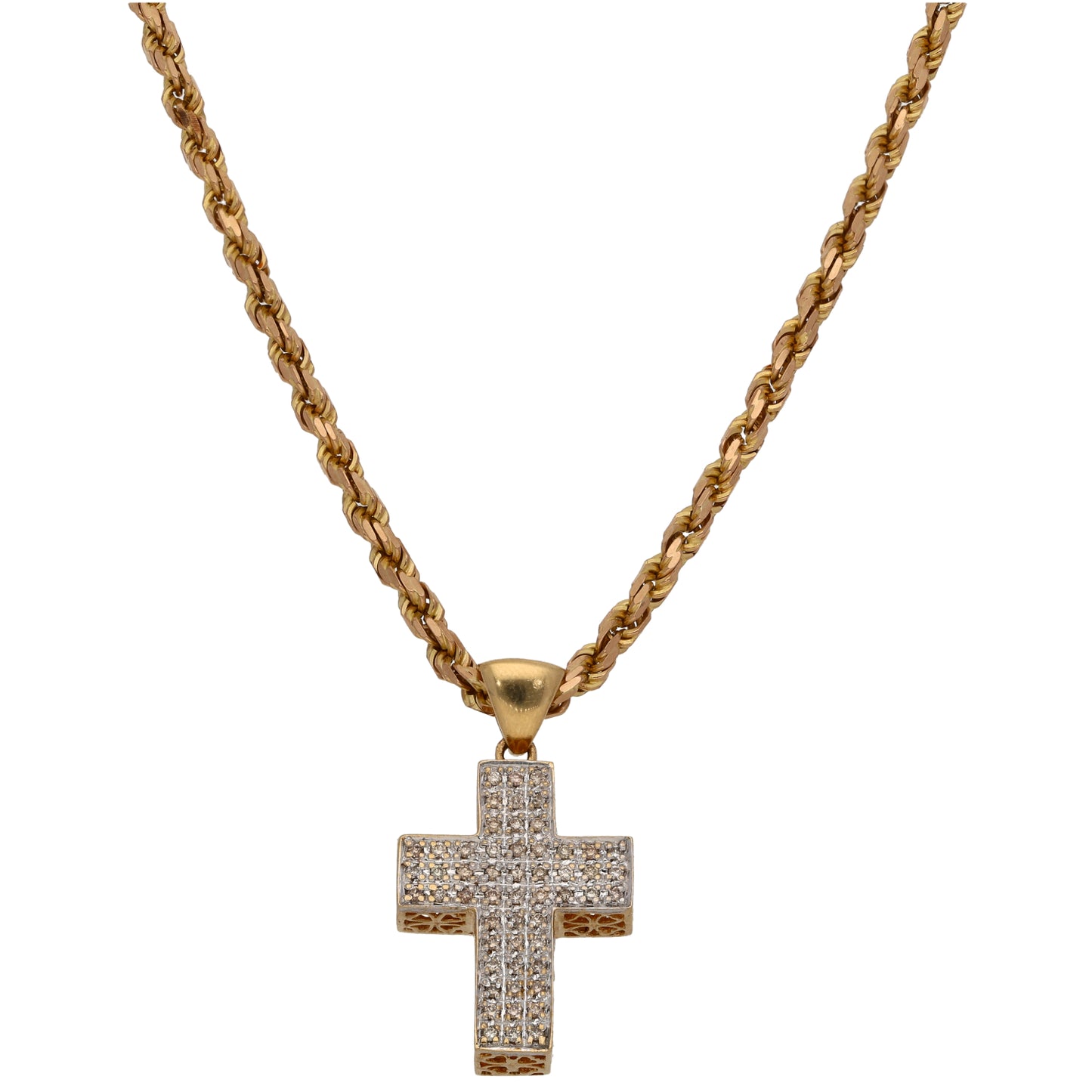 9ct Gold 0.50ct Diamond Cross Pendant With Chain
