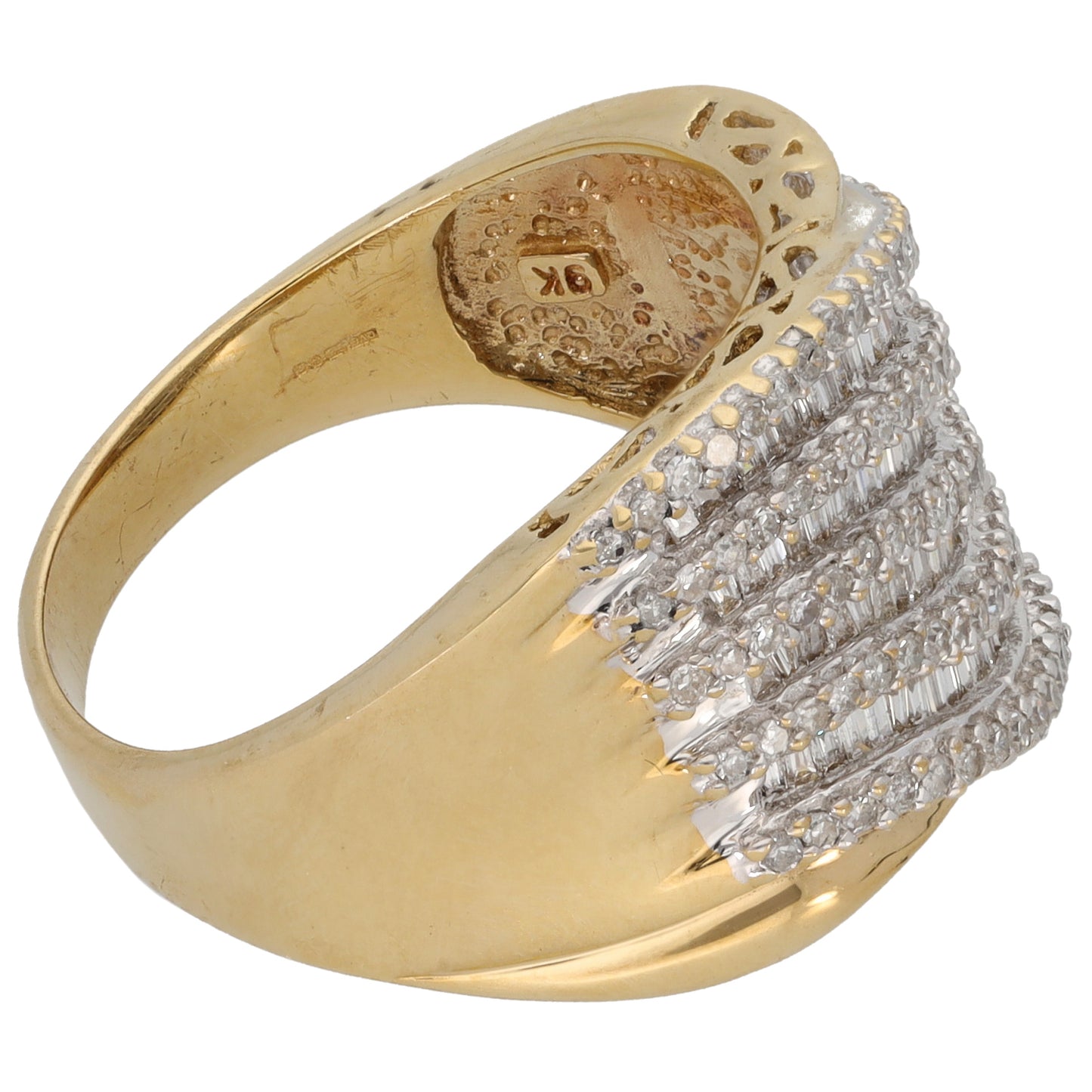 9ct Gold 1.00ct Diamond Dress/Cocktail Ring Size T