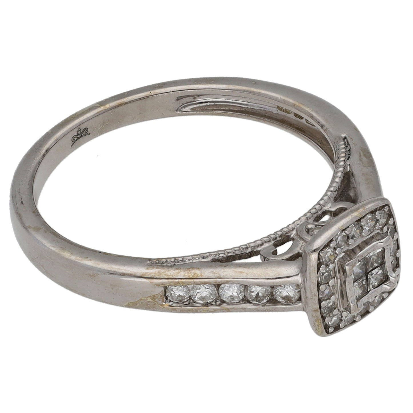 9ct White Gold 0.25ct Diamond Cluster Ring Size K