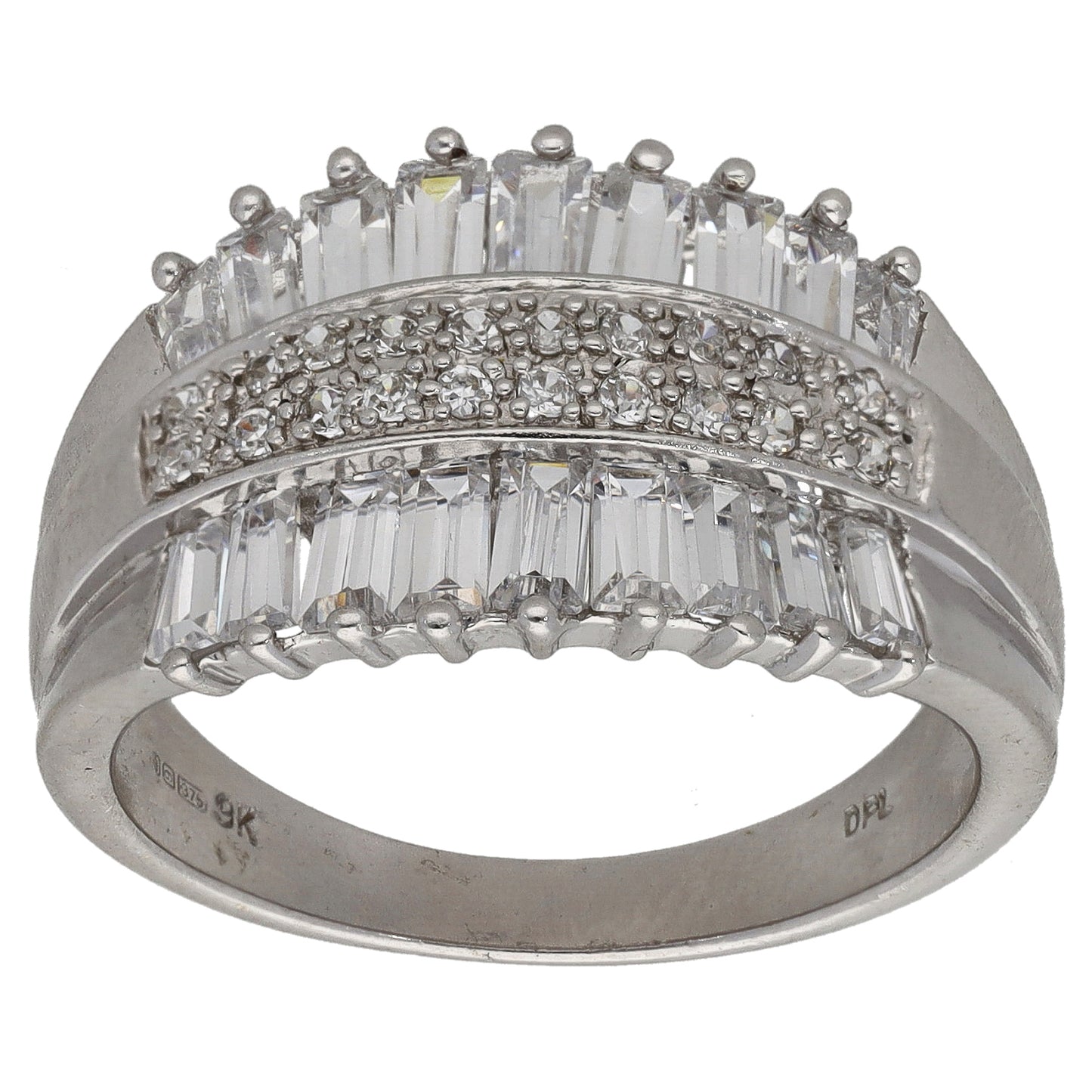 9ct White Gold Cubic Zirconia Dress/Cocktail Ring Size S