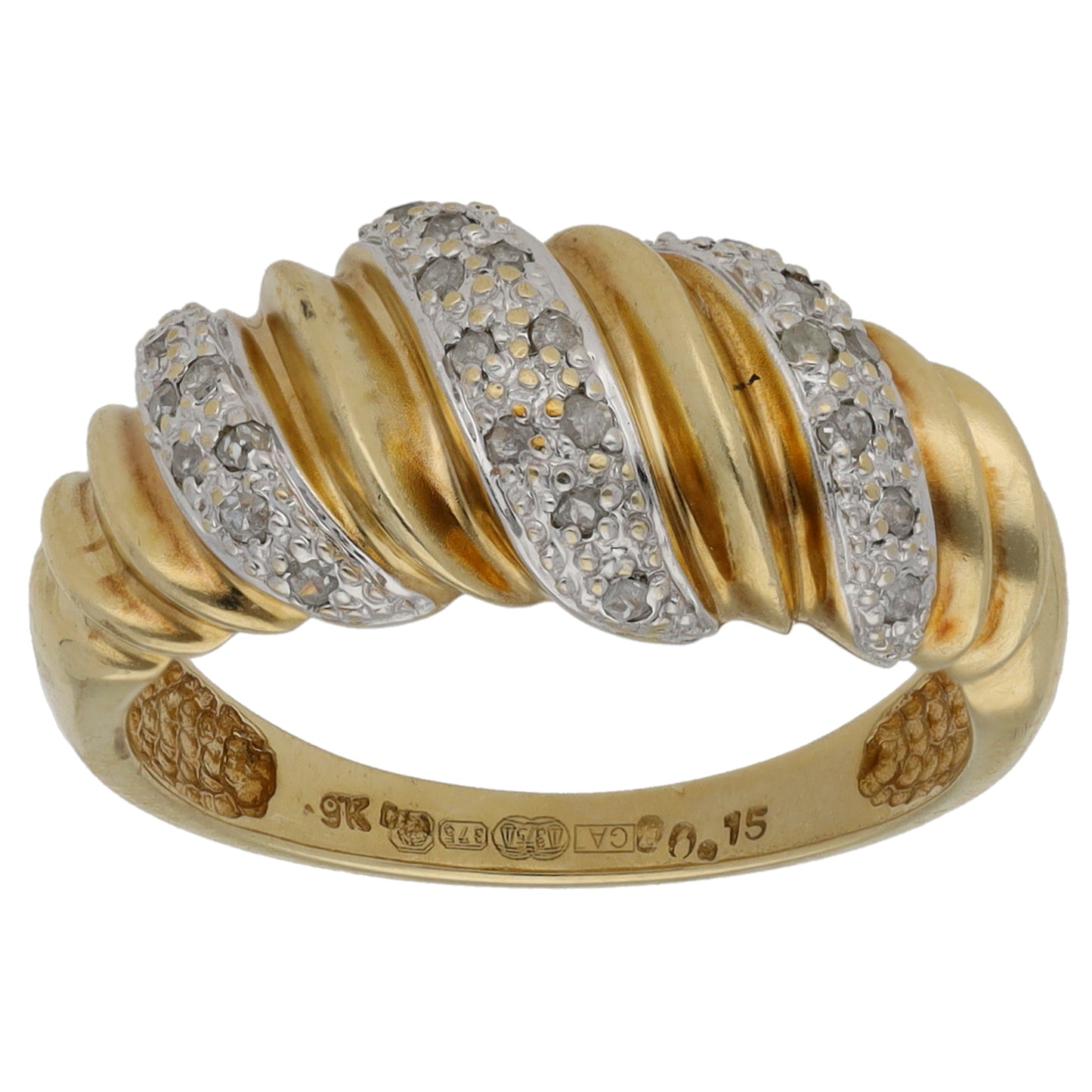 9ct Gold 0.15ct Diamond Dress/Cocktail Ring Size M