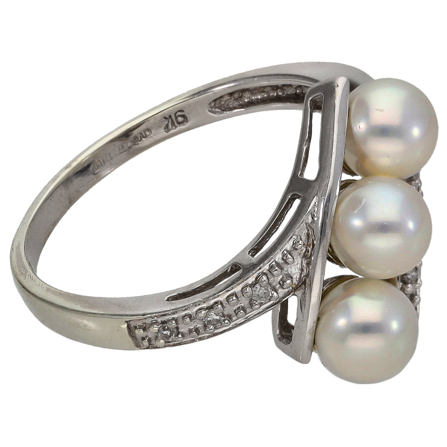 9ct White Gold 0.07ct Diamond Dress/Cocktail Ring Size M