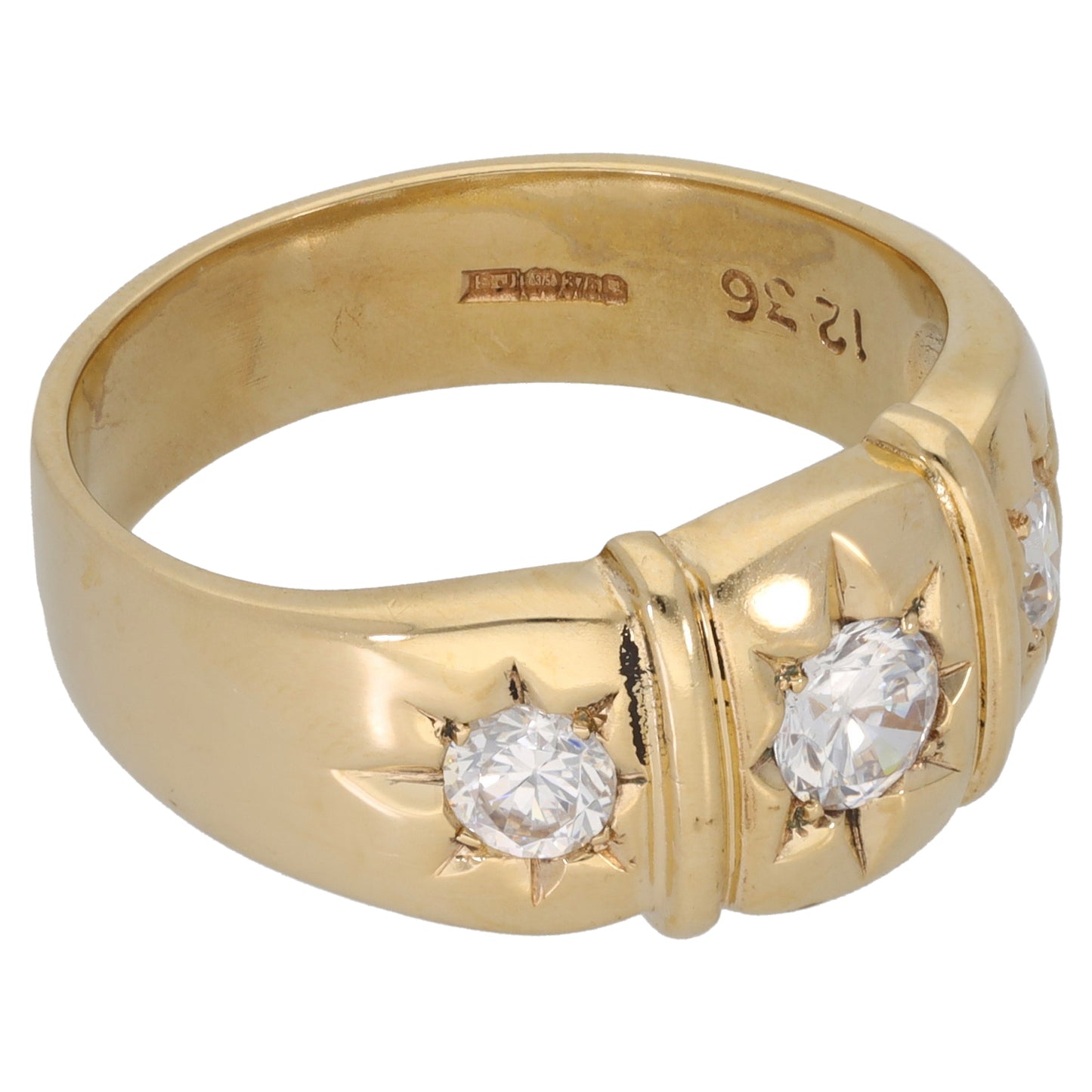 9ct Gold Cubic Zirconia Three Stone Ring Size R