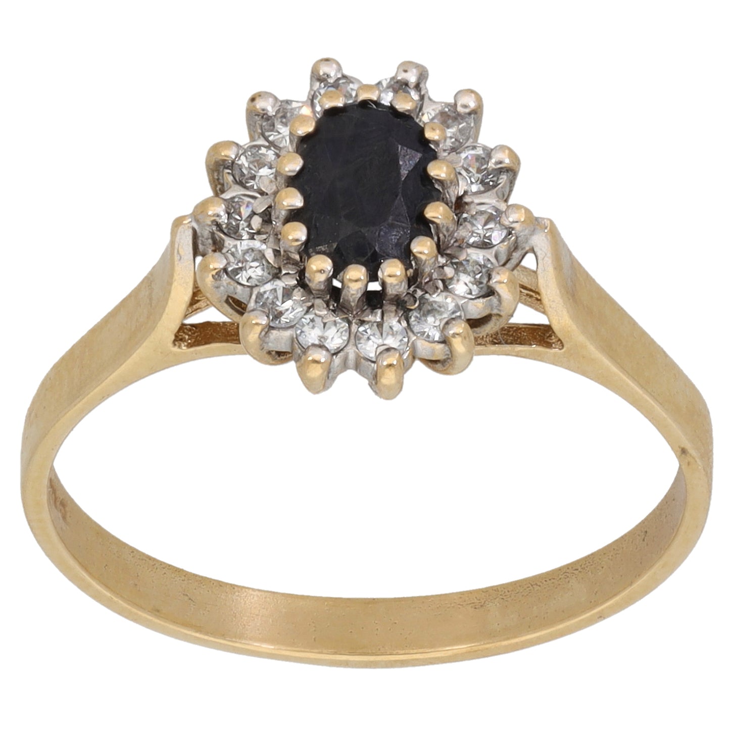 9ct Gold Sapphire & Cubic Zirconia Dress/Cocktail Ring Size Q