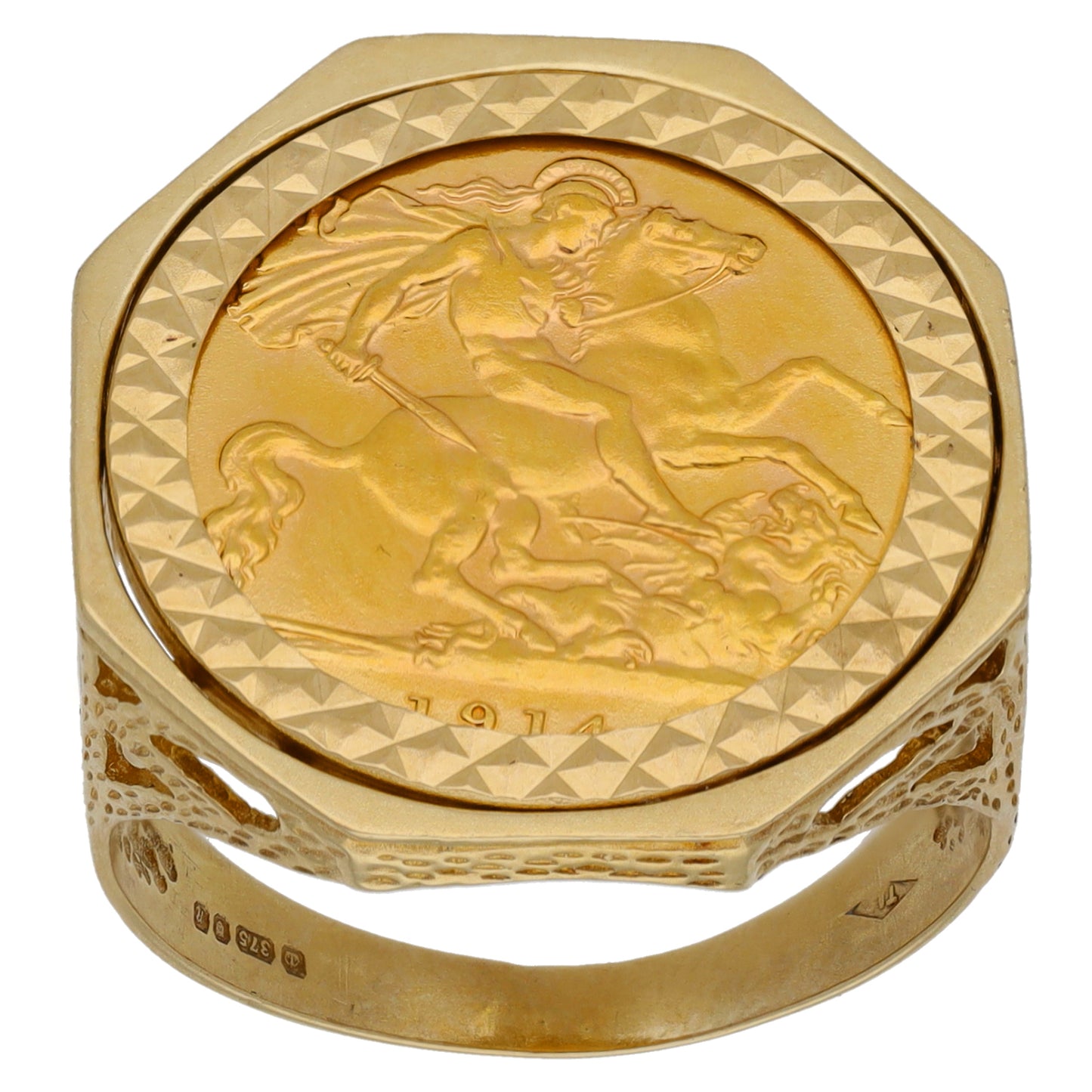 9ct Gold Half Sovereign Coin Ring Size T