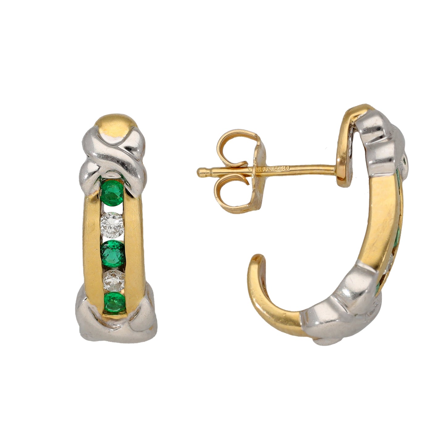 14ct Gold 0.44ct Diamond & Man Made Emerald Bracelet, Earrings & Necklace Set