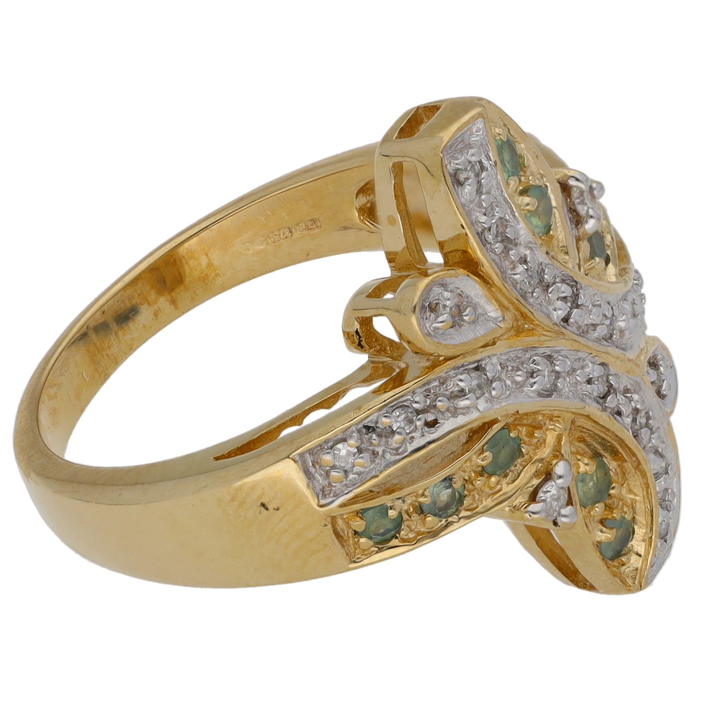 9ct Gold 0.105ct Diamond & Emerald Dress/Cocktail Ring Size N