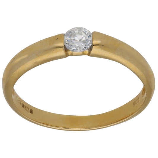 9ct Gold Cubic Zirconia Single Stone Ring Size R