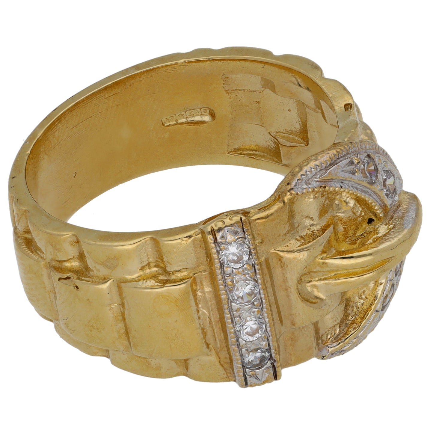 9ct Gold Cubic Zirconia Buckle Ring Size V