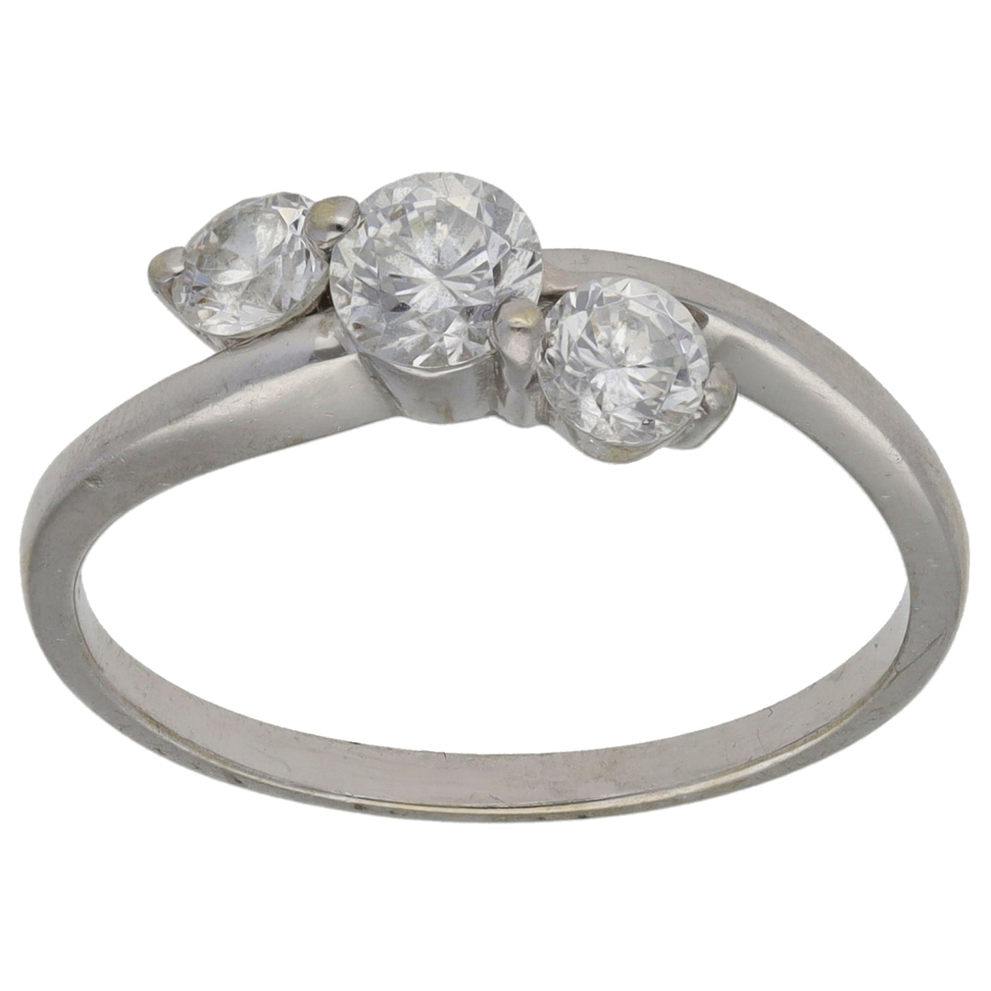 9ct White Gold Cubic Zirconia Trilogy Ring Size P